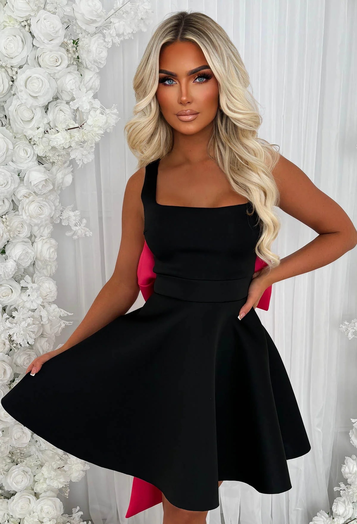 Adore Me More Black Bow Back Mini Dress - Image 4