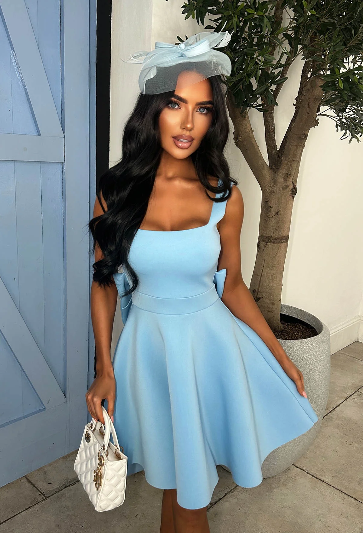 Adore Me More Blue Bow Back Mini Dress - Image 5