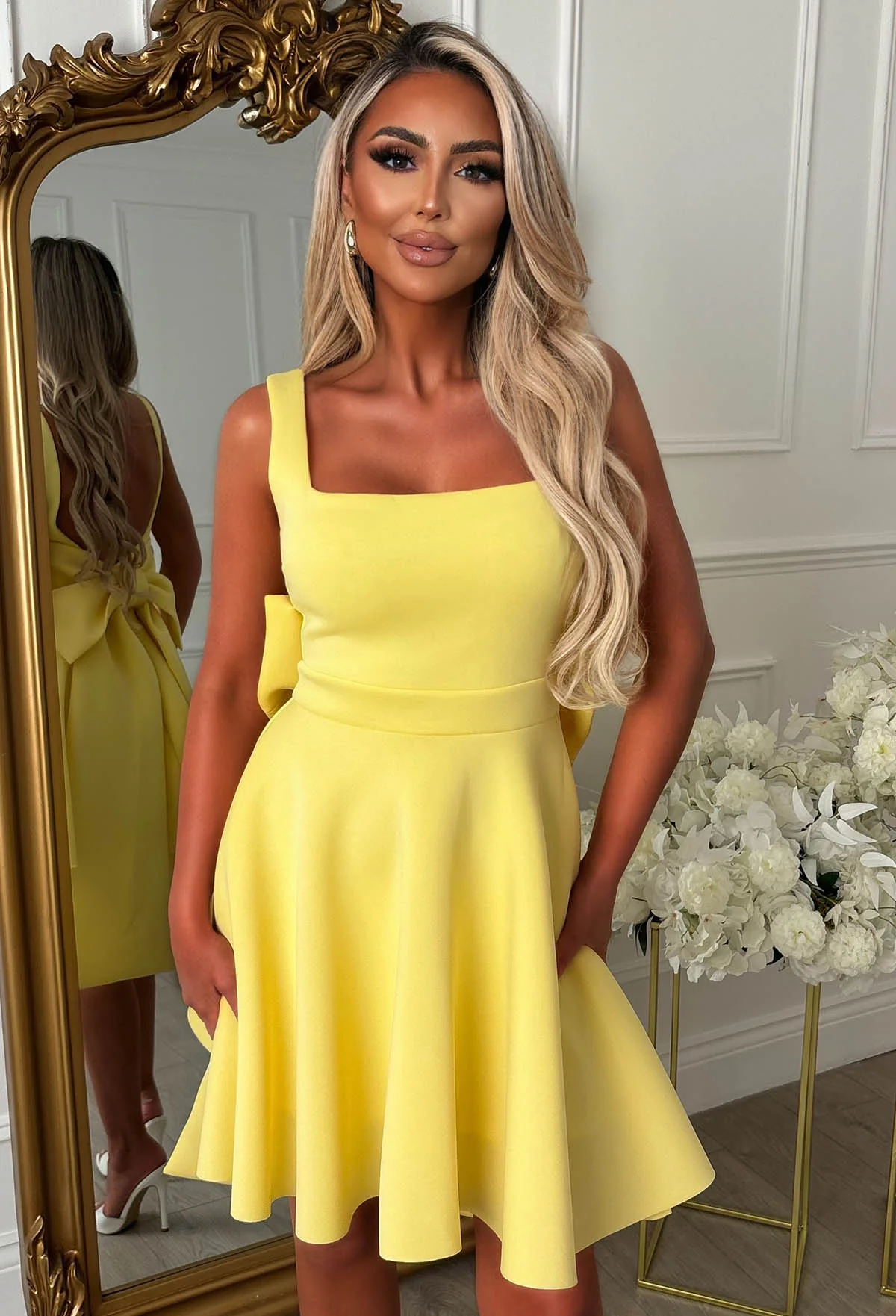 Adore Me More Lemon Bow Back Mini Dress - Image 3