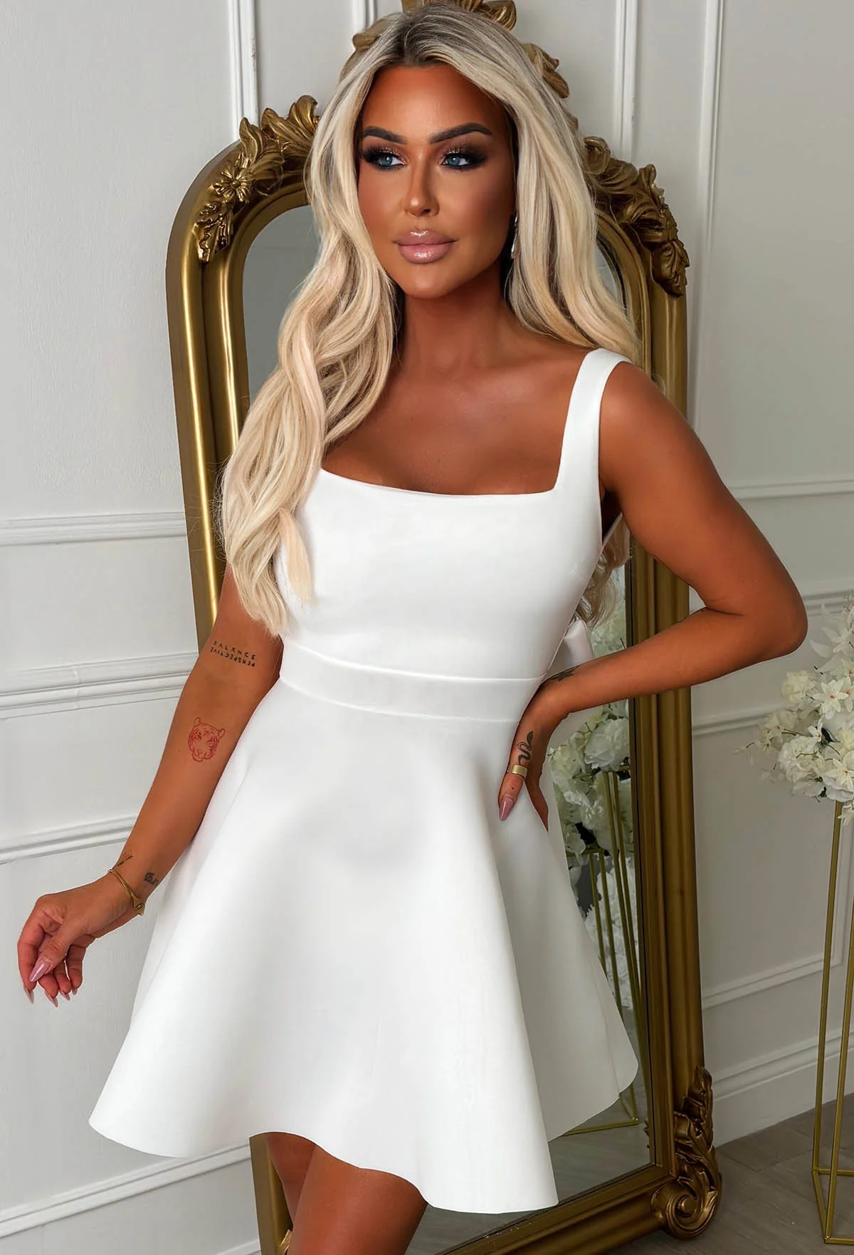 Adore Me More White Bow Back Mini Dress - Image 3