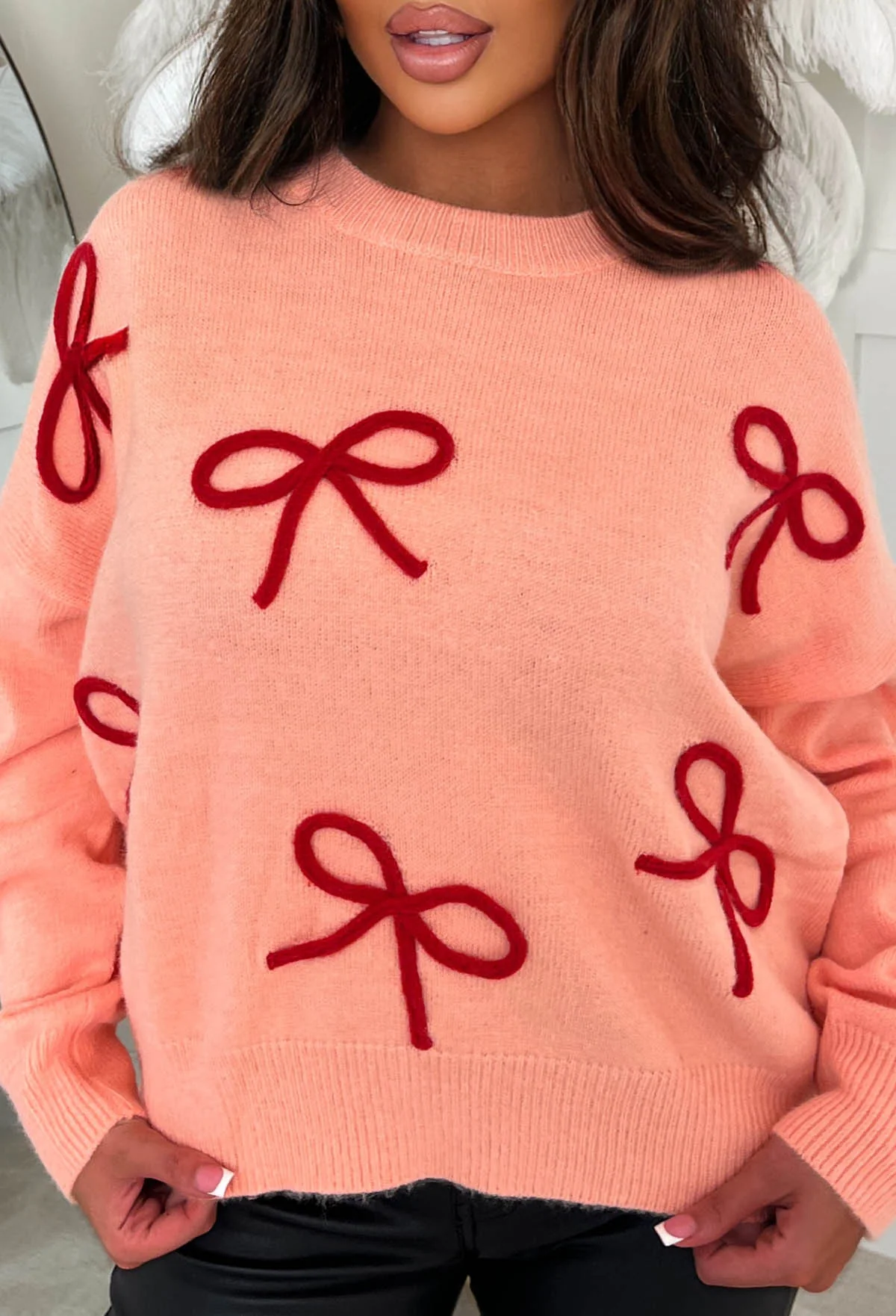Adored Always Pink Bow Jumper - Image 5
