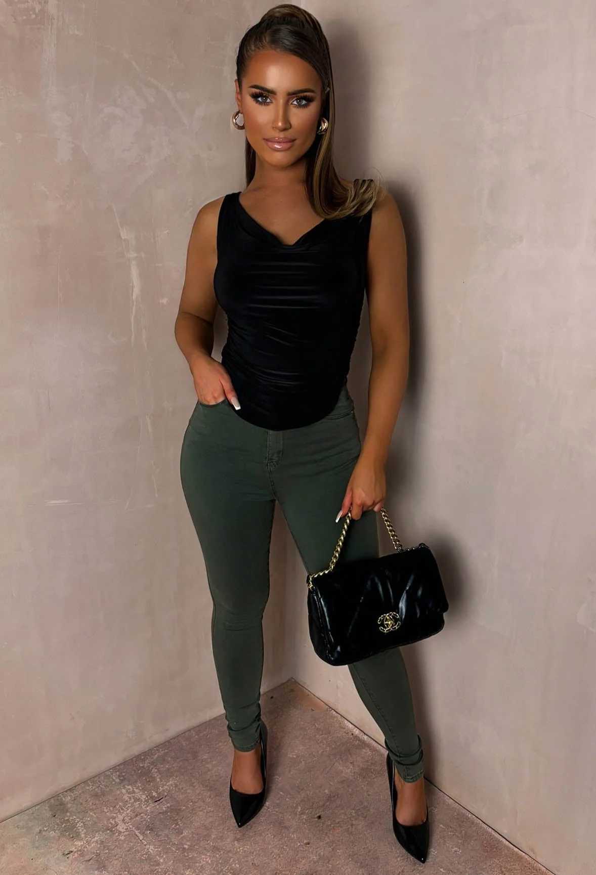 Alaia Khaki Super Stretchy Skinny Jeans - Image 3