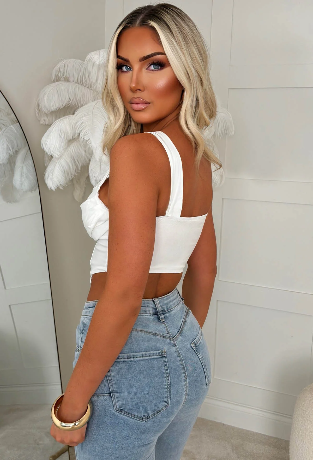 Alayna White Stretch Drape Corset - Image 3