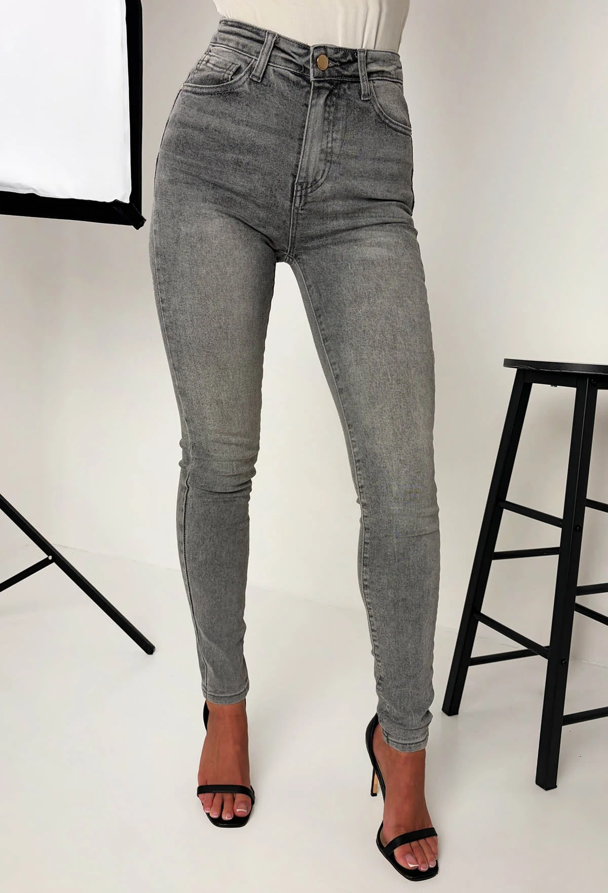 Amelie Grey Stretch Push Up Skinny Jeans - Image 4
