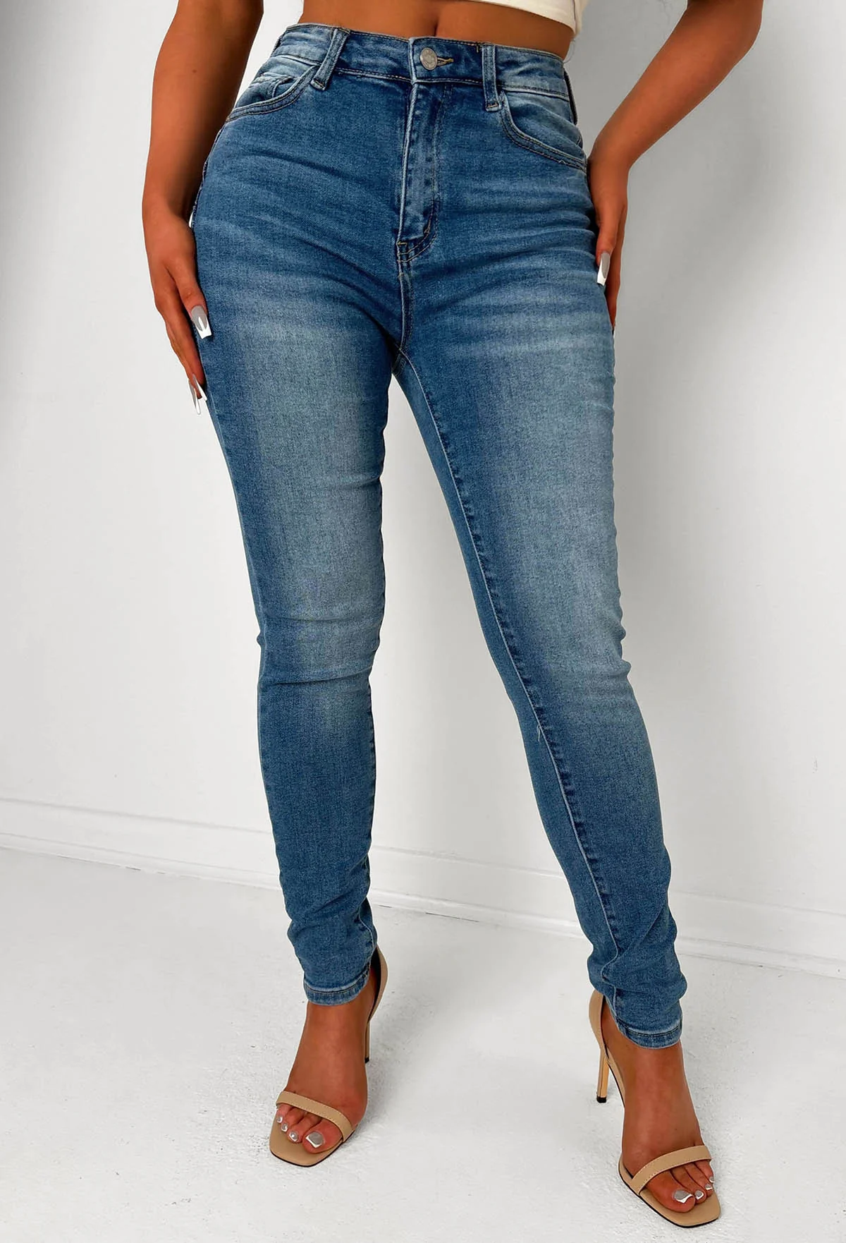 Amelie Mid Wash Stretch Push Up Skinny Jeans - Image 5