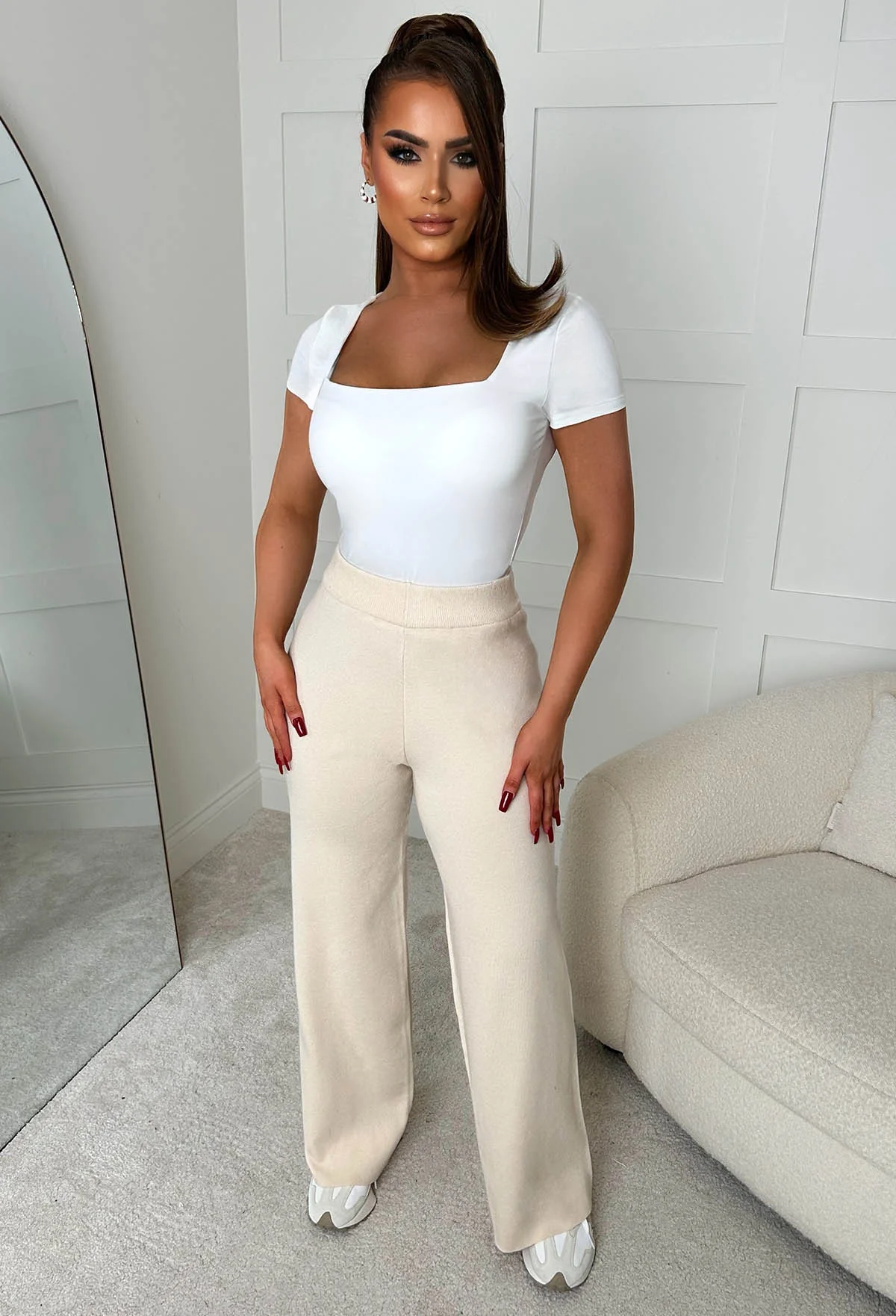 Anabella Cream Knitted Trousers