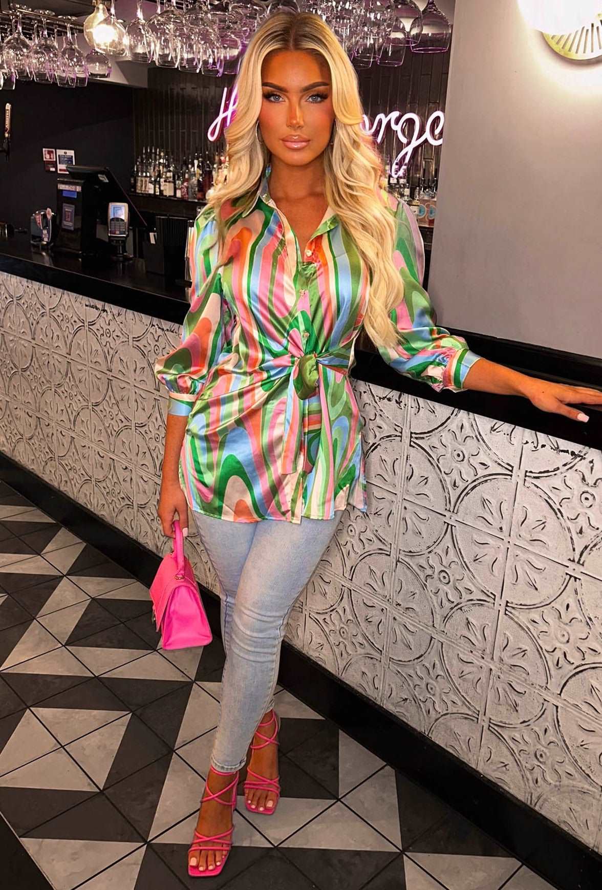 Angelic Beauty Multi Knot Detail Satin Shirt - Image 2