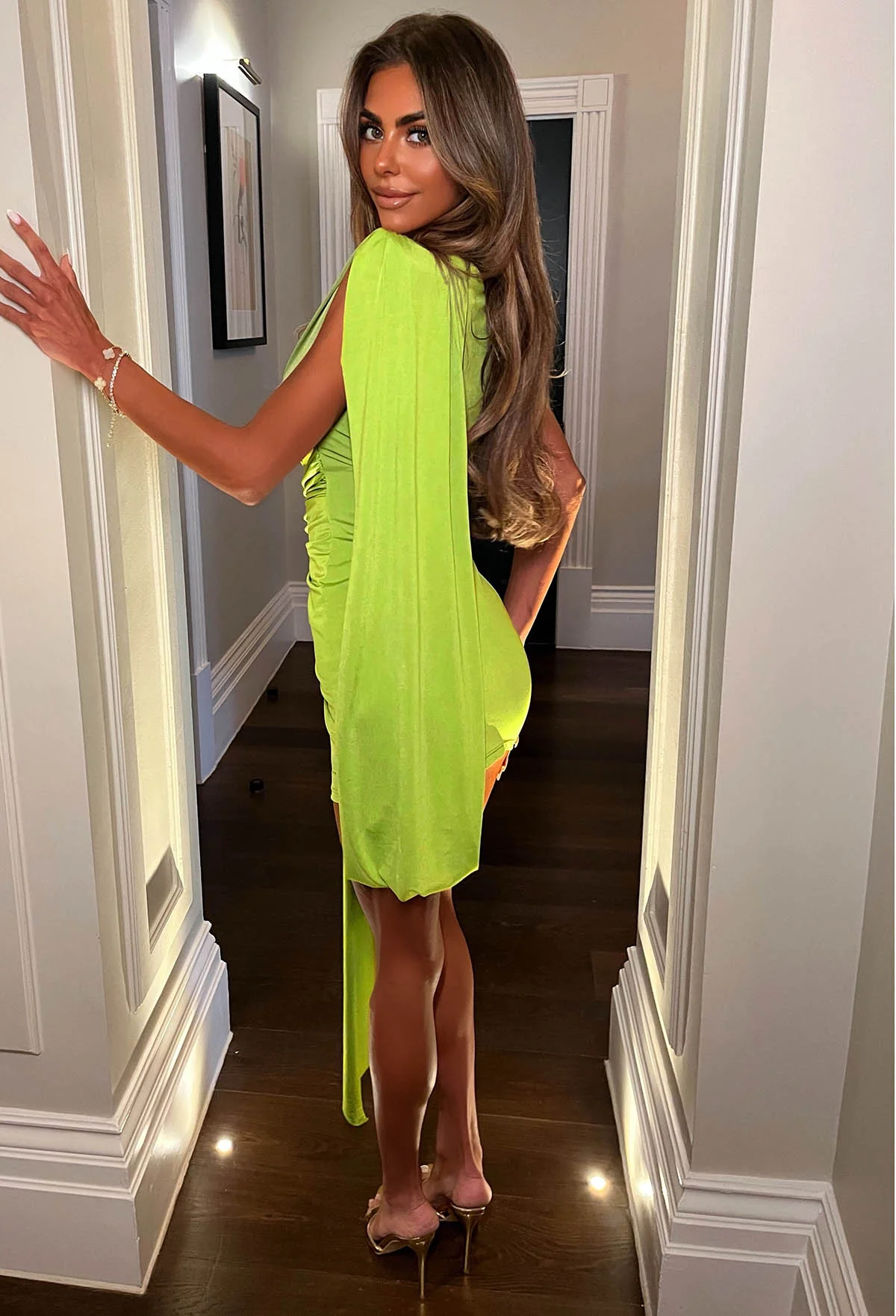 Artemis Green Drape Front Mini Dress - Image 4