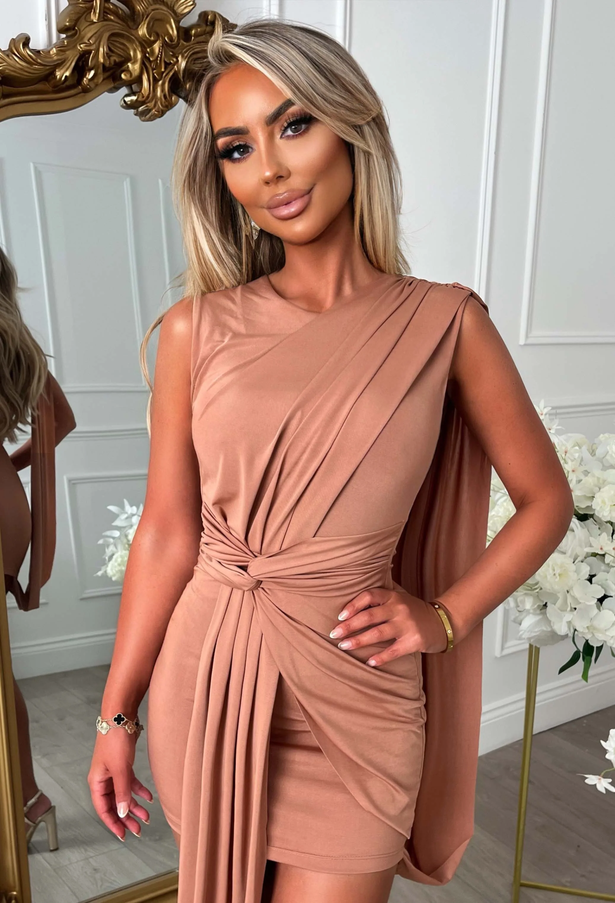 Artemis Pink Drape Front Mini Dress - Image 3