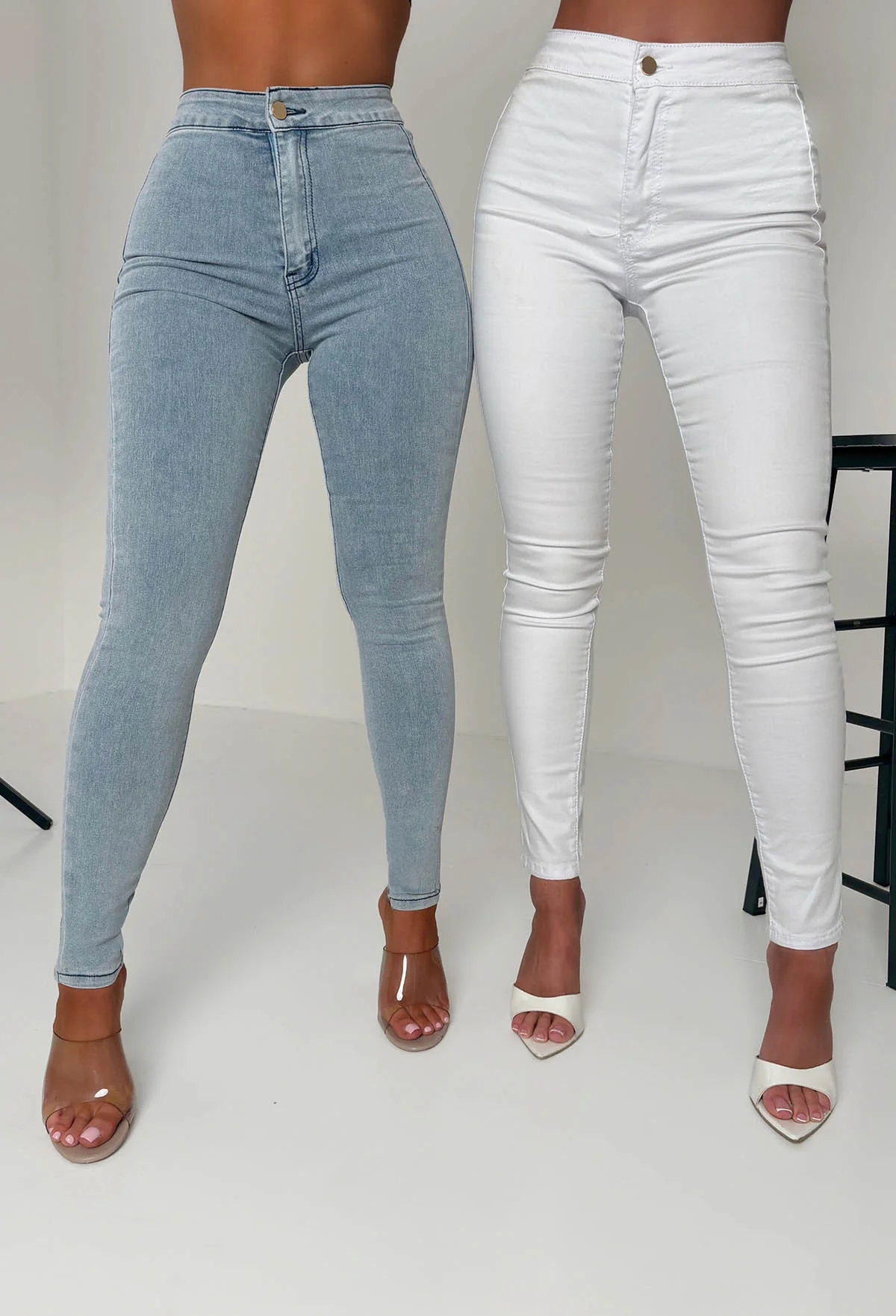 Authentic Chic White Stretch Skinny Plain Front Jeggings - Image 2