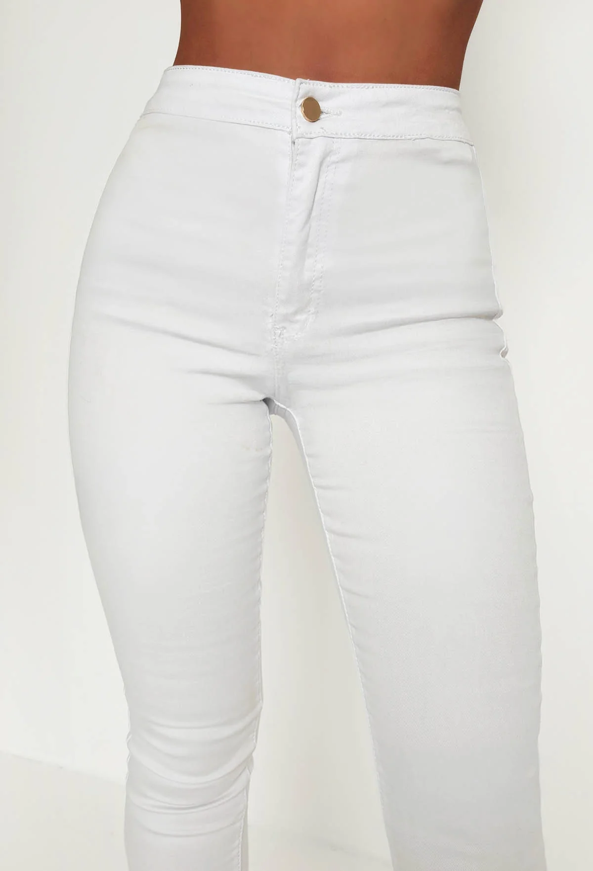 Authentic Chic White Stretch Skinny Plain Front Jeggings - Image 3