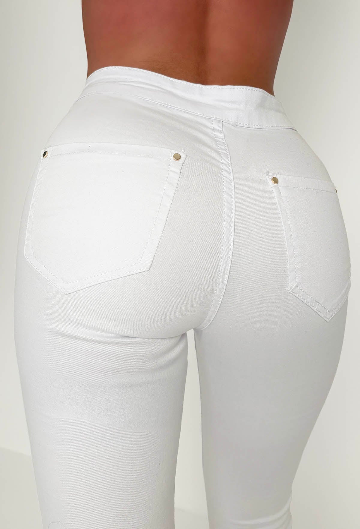 Authentic Chic White Stretch Skinny Plain Front Jeggings - Image 6