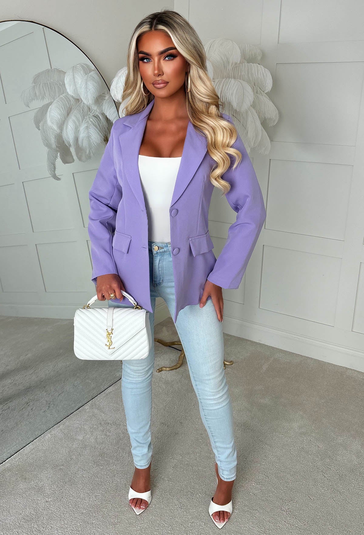 Babe Essential Lilac Fitted Blazer - Image 3