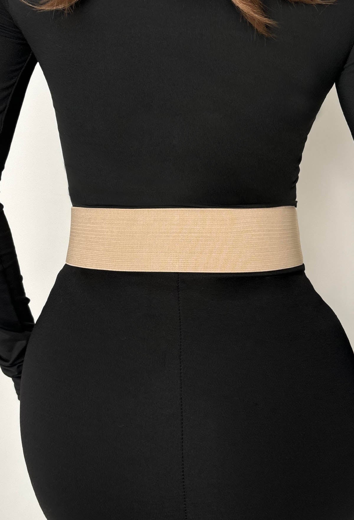 Babe Magnet Tan Gold Buckle Elasticated Belt - Image 2