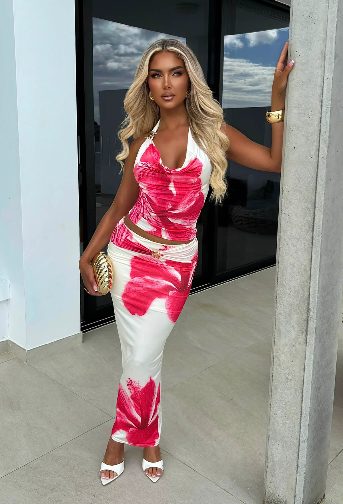 Bali In Bloom White Floral Print Co-ord Set - Image 2