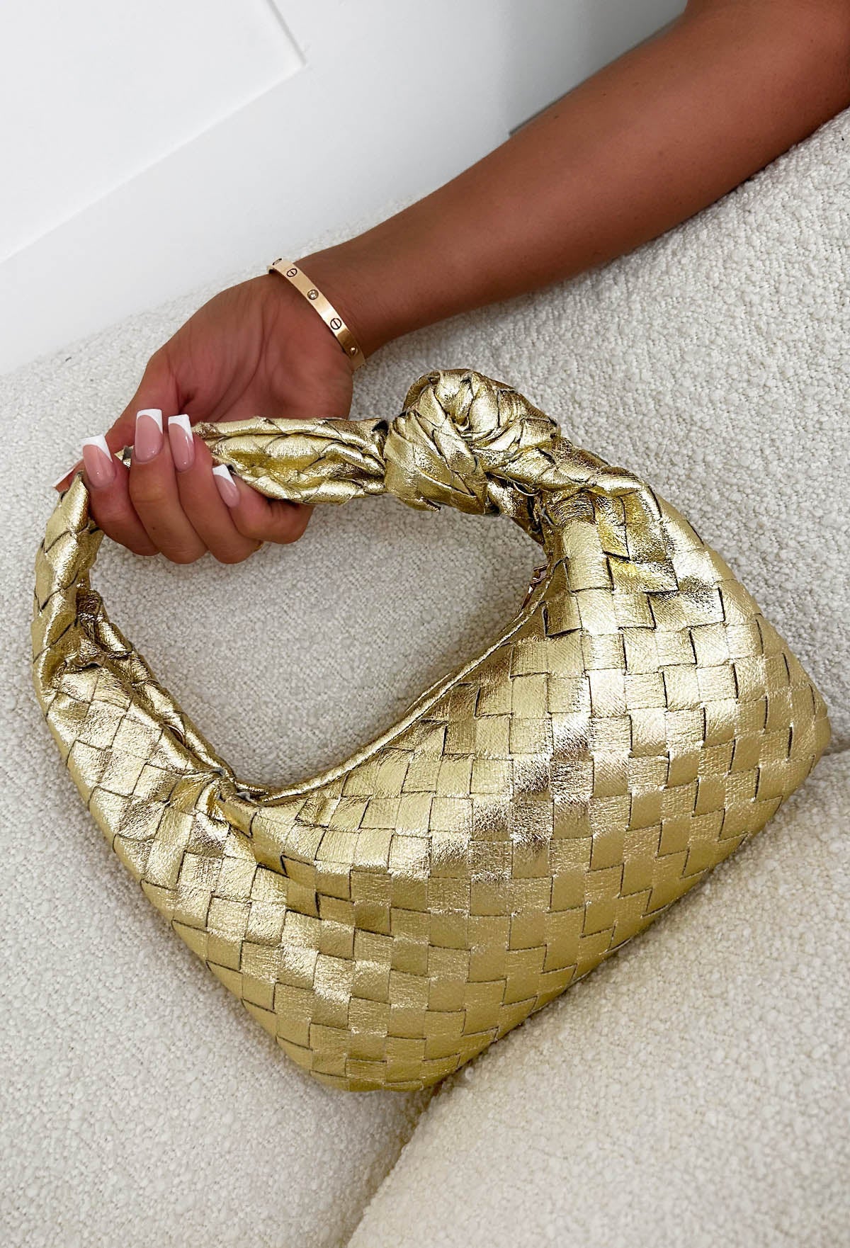 Bank On It Gold Woven Knot Detail Bag - Image 3
