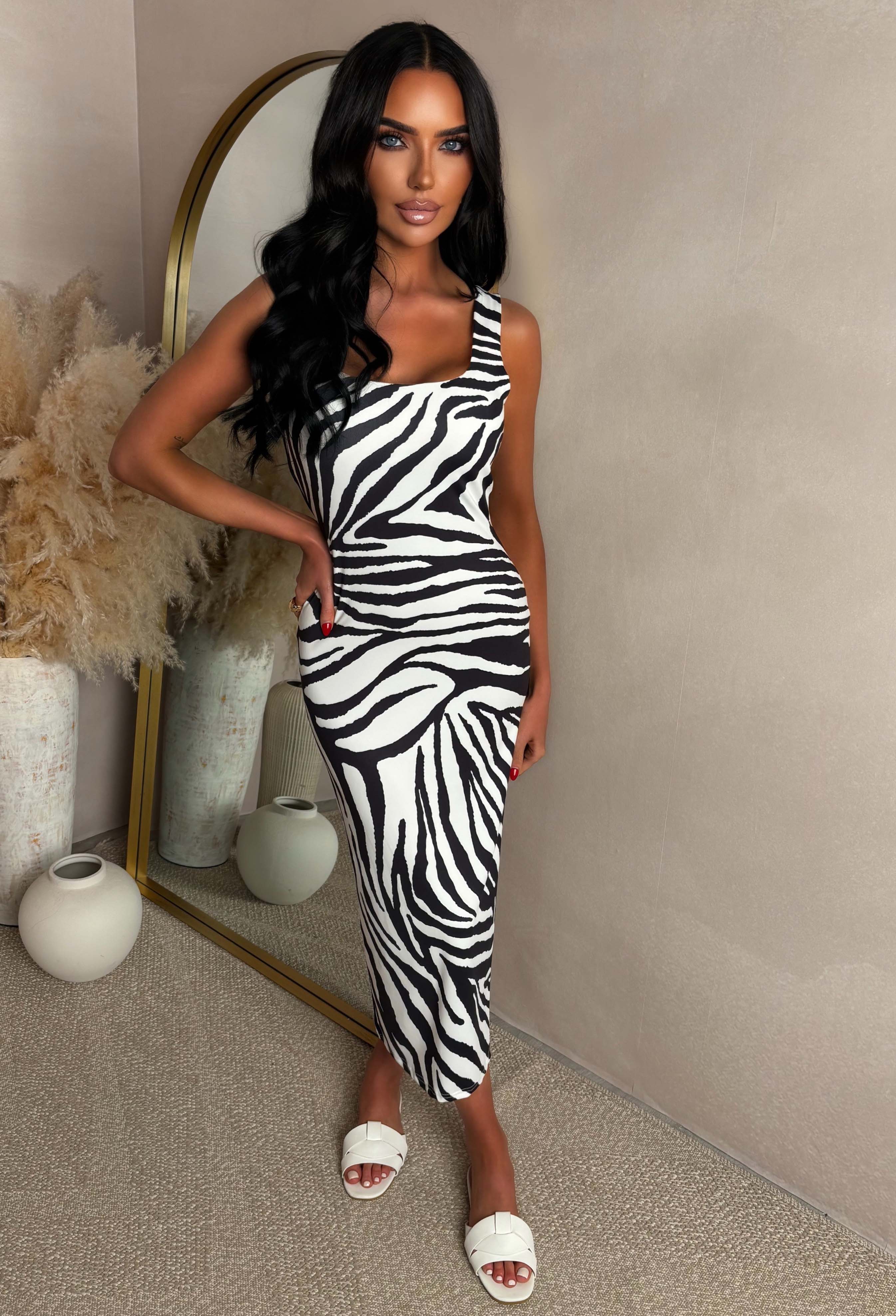 Basically Be Mine Monochrome Square Neck Body Con Dress - Image 4