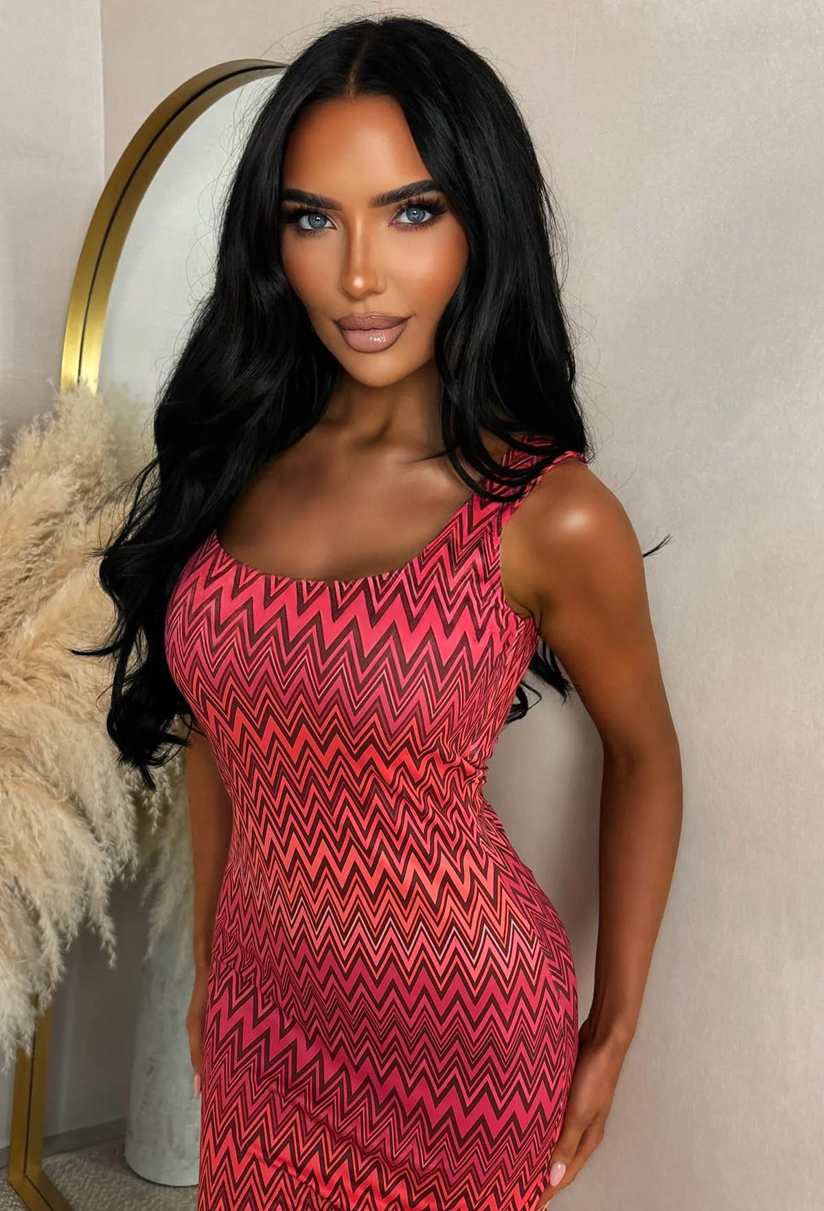 Basically Be There Pink Print Maxi Dress With Square Neckline - Image 3