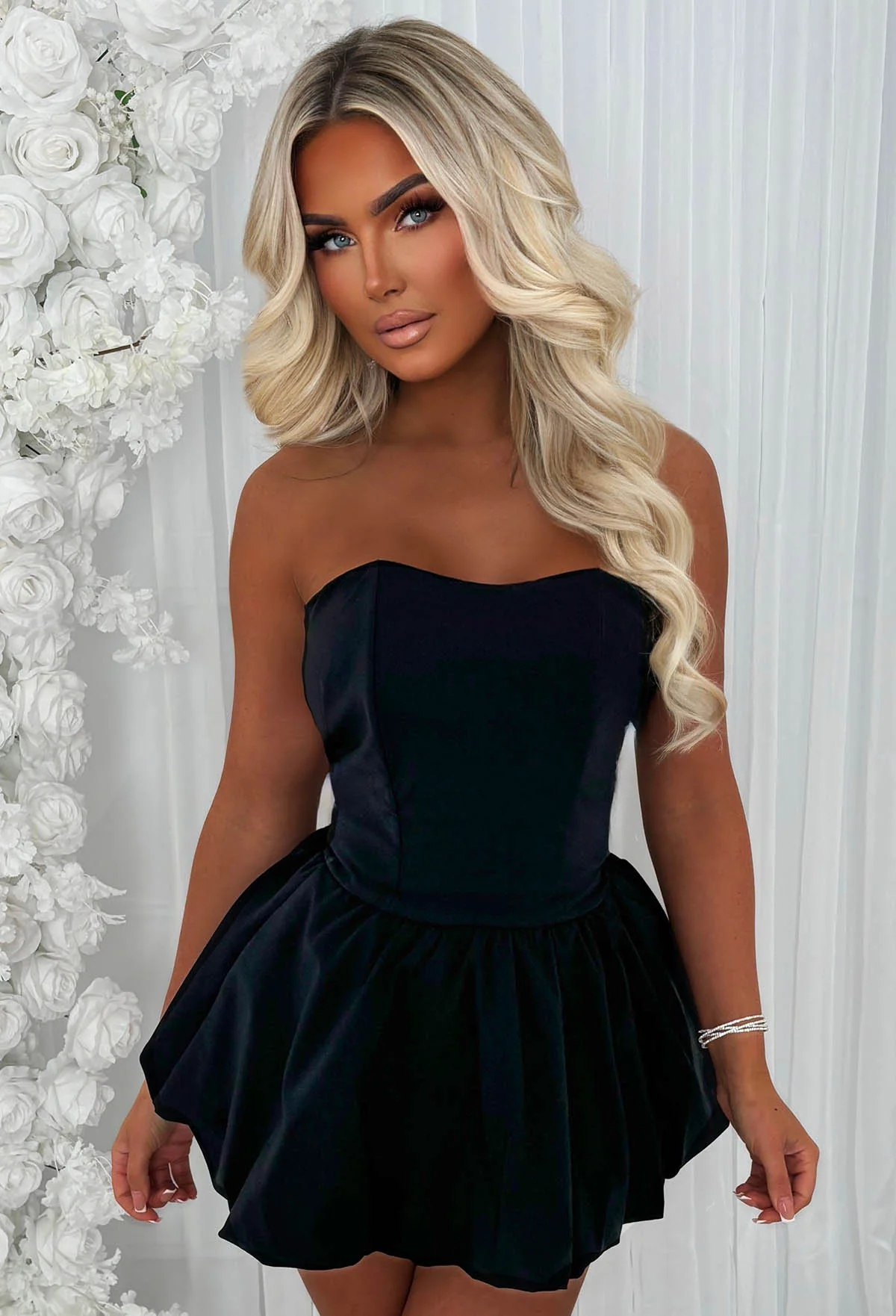 Bellarina Black Lace Back Bandeau Puff Ball Dress - Image 6
