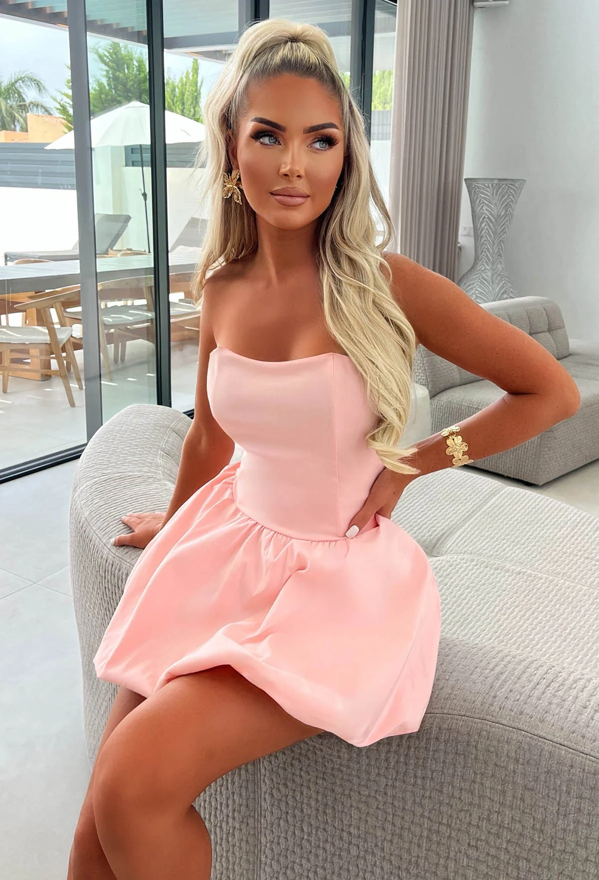 Bellarina Pink Lace Back Bandeau Puff Ball Dress - Image 2