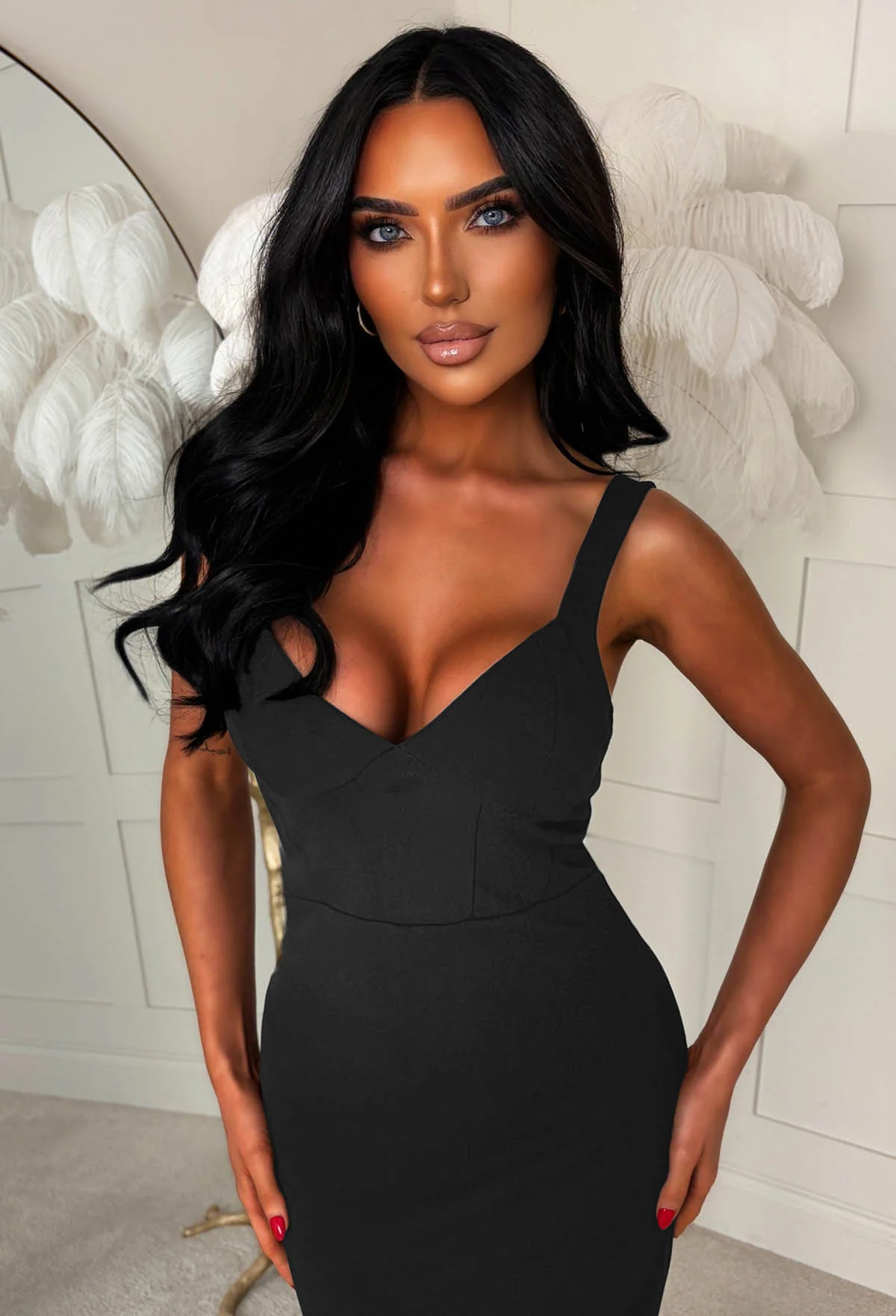 Big Mistake Black Seamed Bust Pencil Dress - Image 3