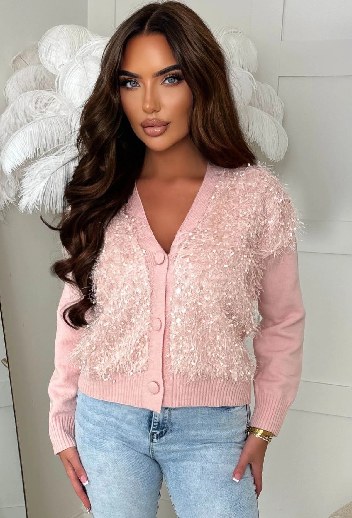 Blush Kiss Pink Tassel Front Button Cardigan - Image 2