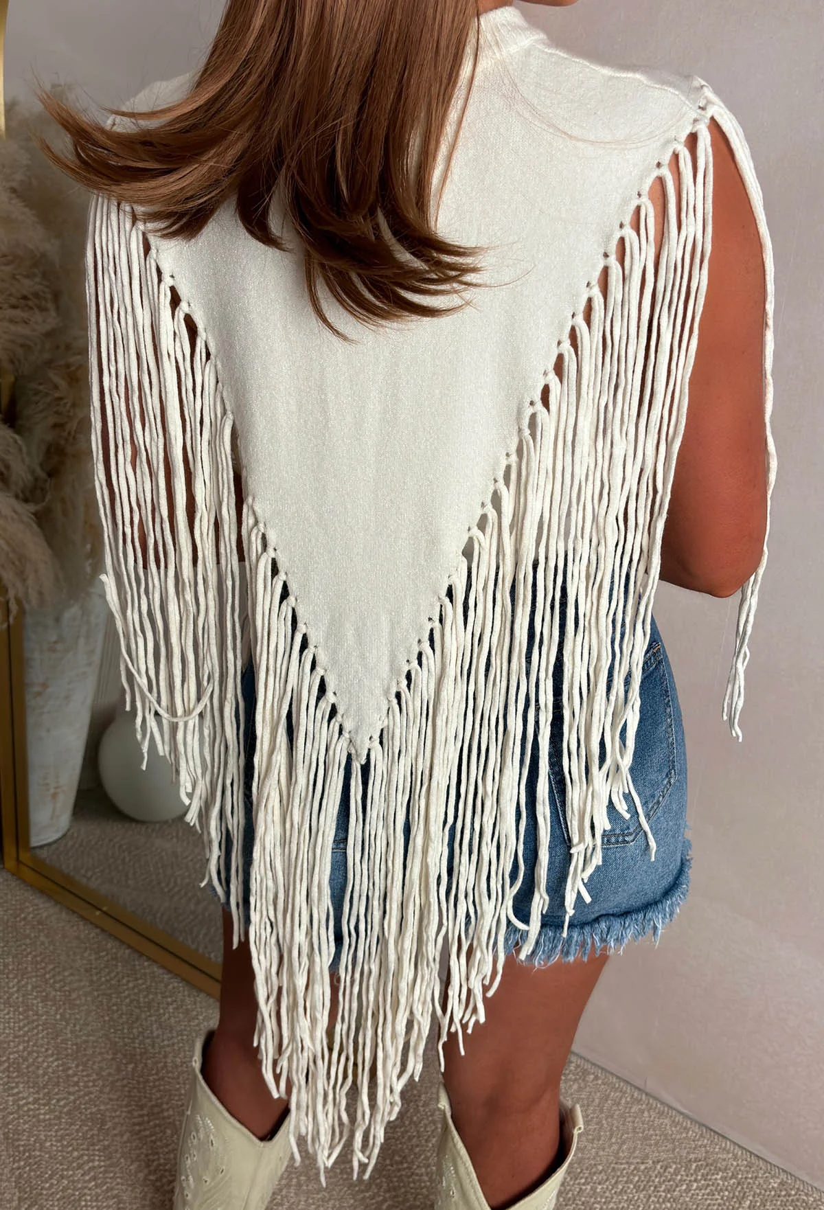 Boho Baddie Cream Tassel Jumper - Image 5