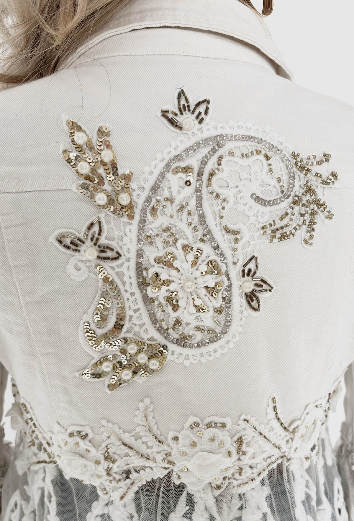 Boho Revival White Lace & Denim Jacket - Image 6