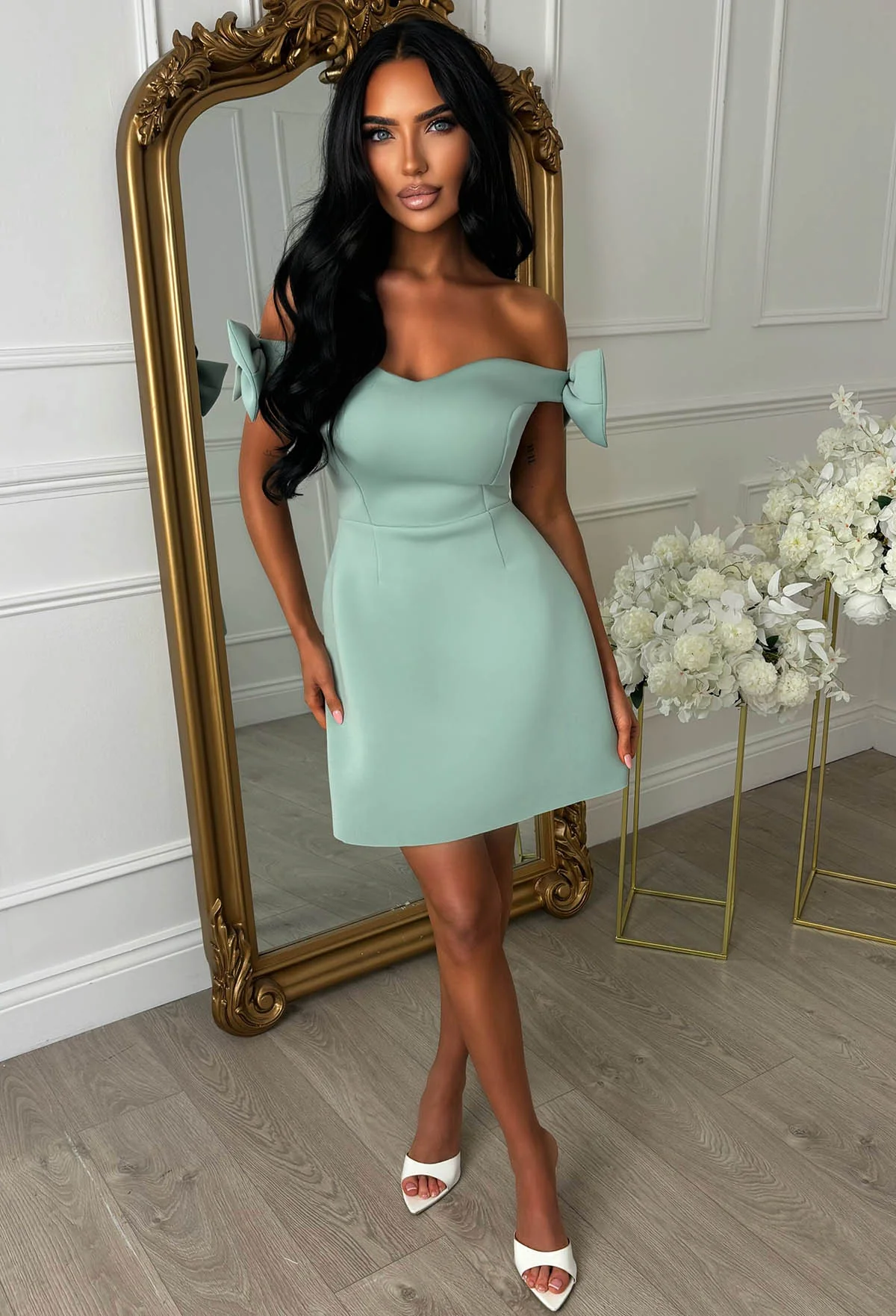 Bowed In Love Sage Bow Sleeve Mini Dress - Image 7