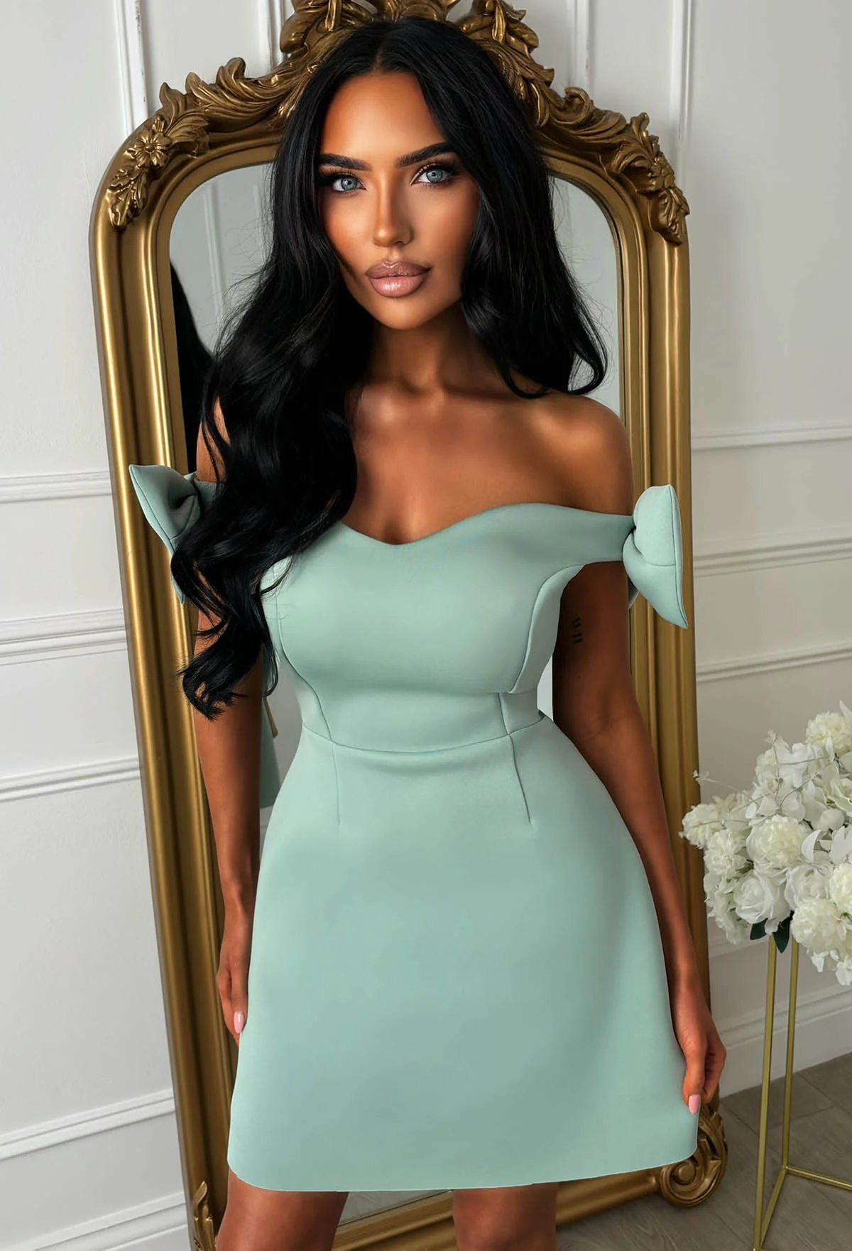 Bowed In Love Sage Bow Sleeve Mini Dress - Image 9