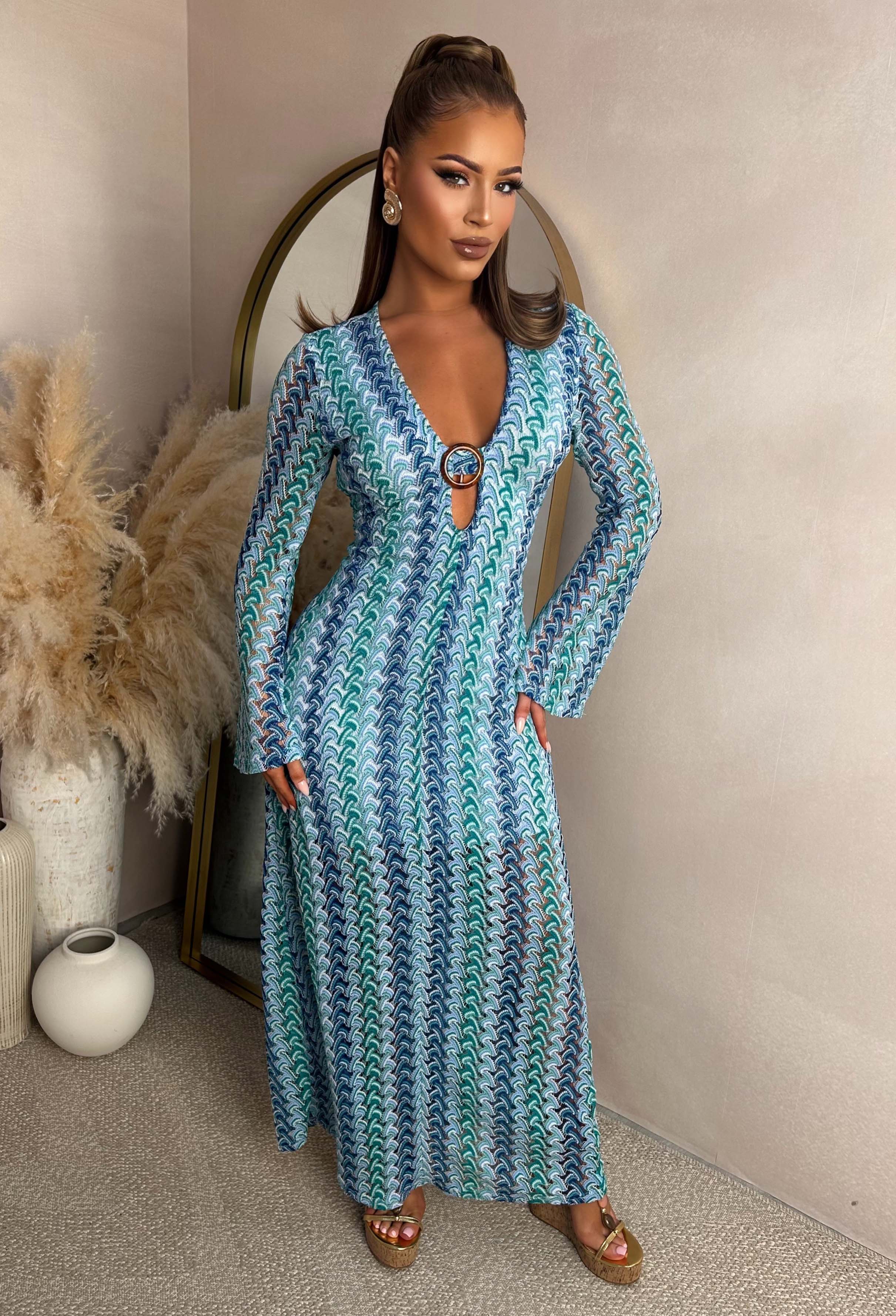 Bring On The Style Blue Zig Zag Maxi Dress - Image 3