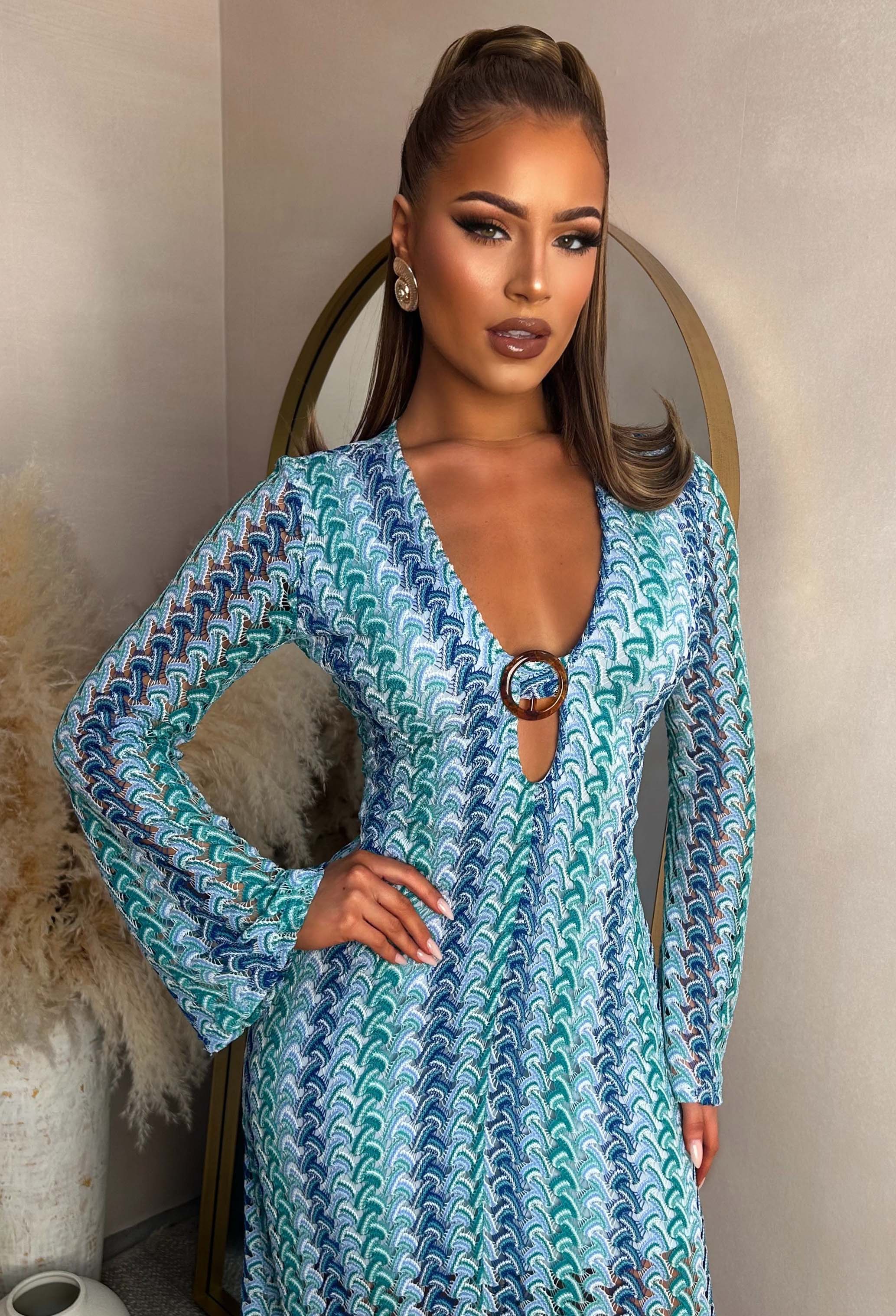 Bring On The Style Blue Zig Zag Maxi Dress - Image 5