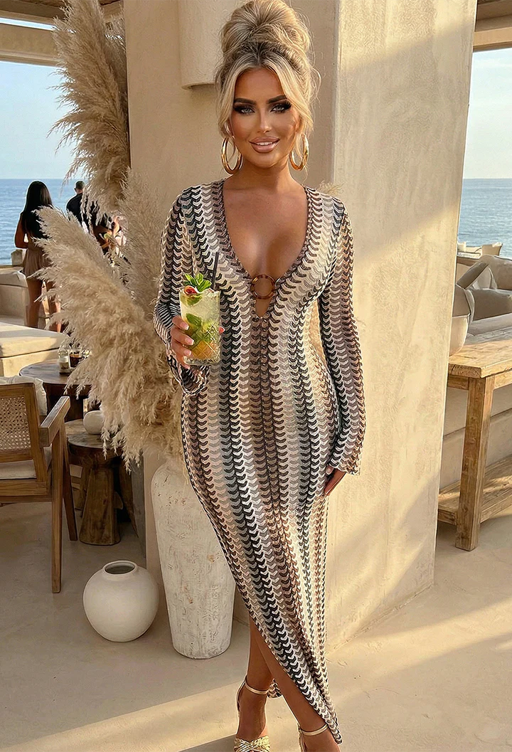 Bring On The Style Brown Zig Zag Maxi Dress