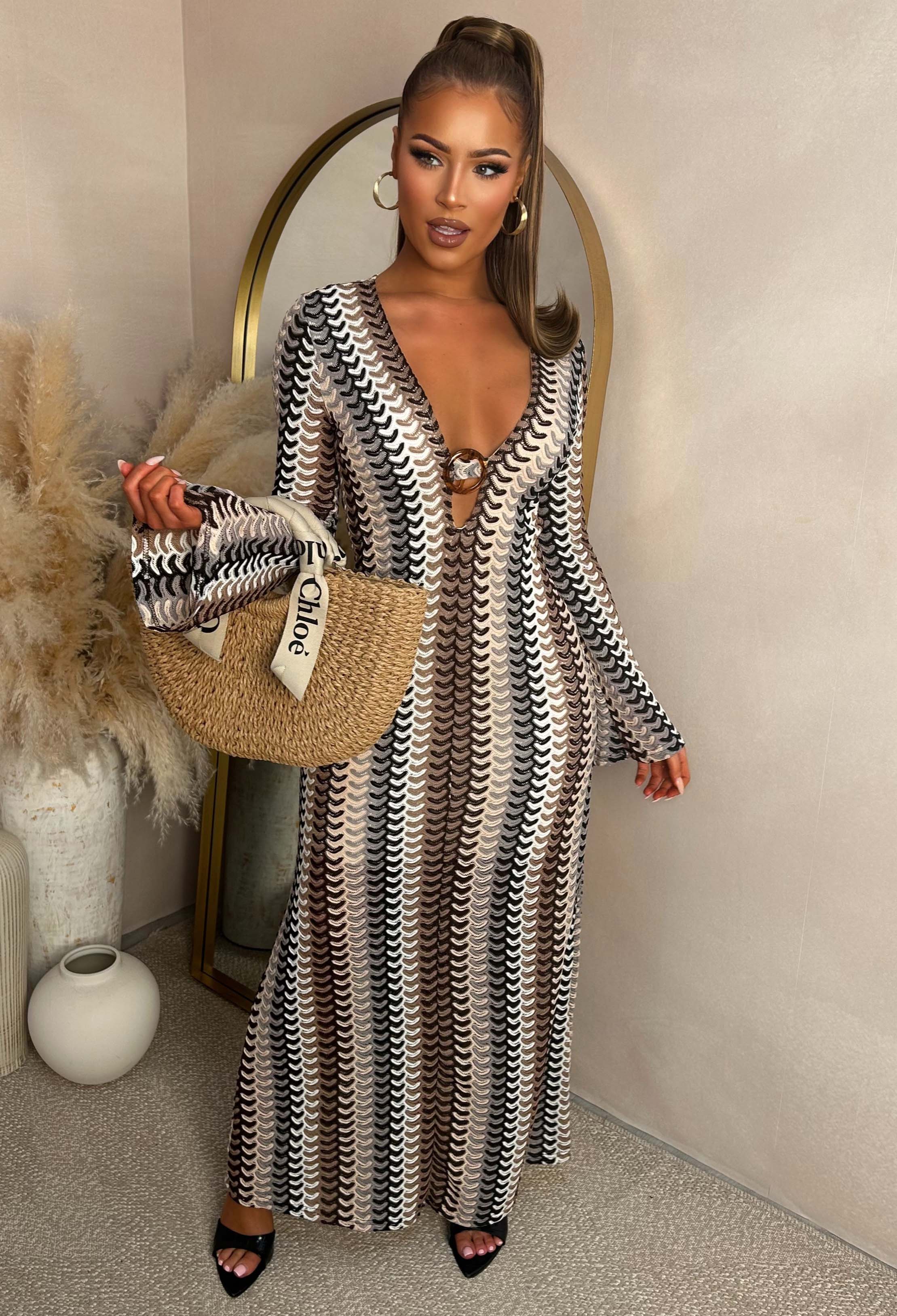 Bring On The Style Brown Zig Zag Maxi Dress - Image 2