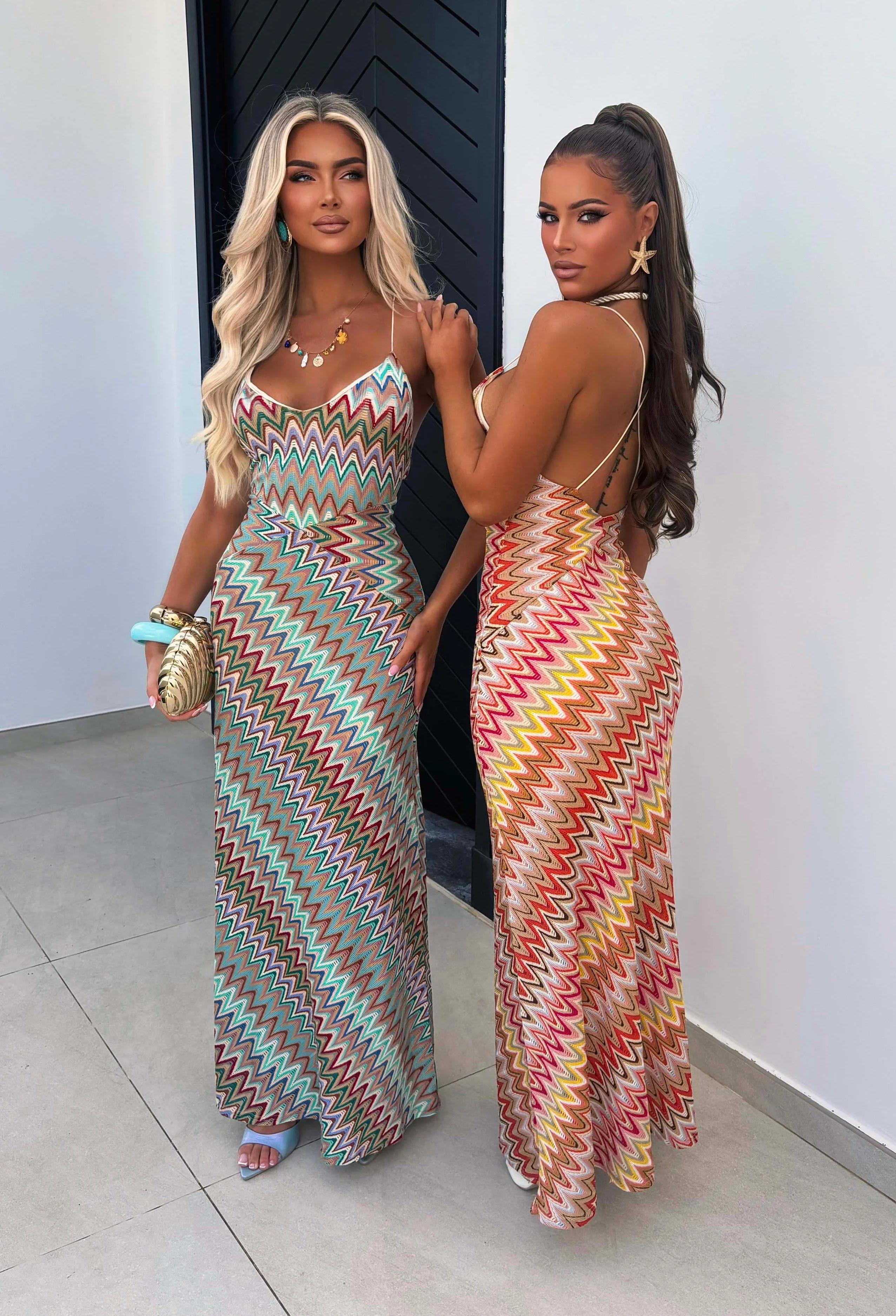 Bring On The Style Green Zig Zag Maxi Dress - Image 2