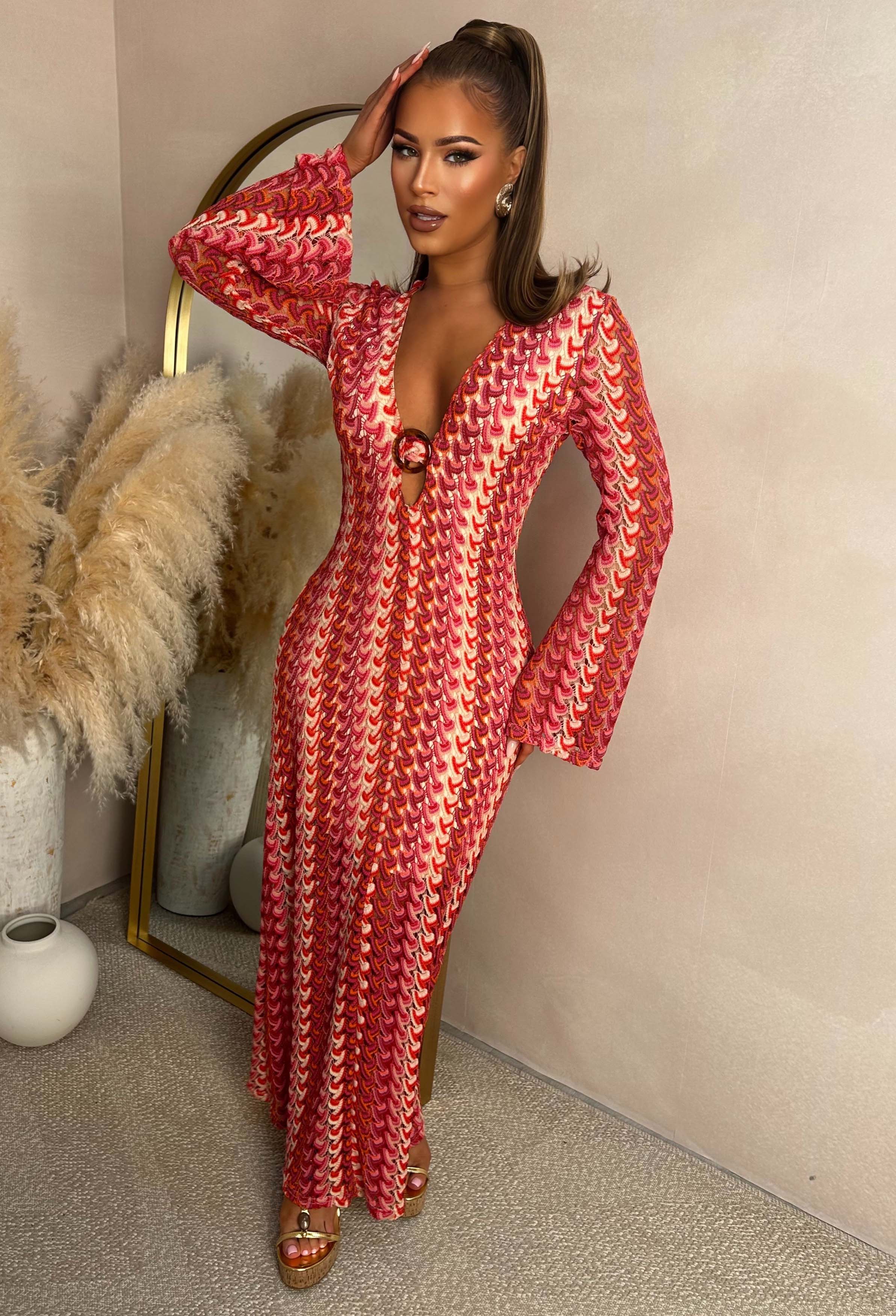 Bring On The Style Red Zig Zag Maxi Dress - Image 5