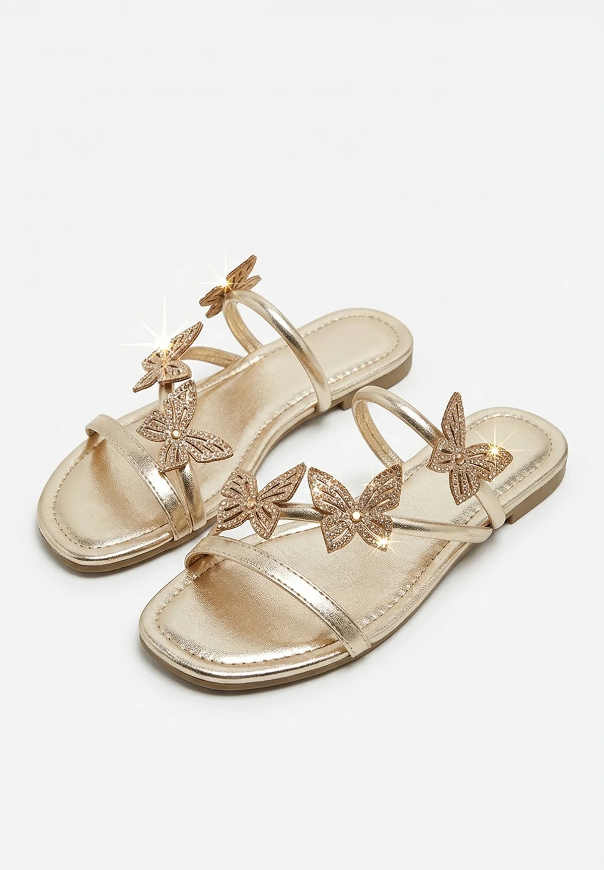 Butterfly Dreaming Gold Strappy Sandals - Image 2