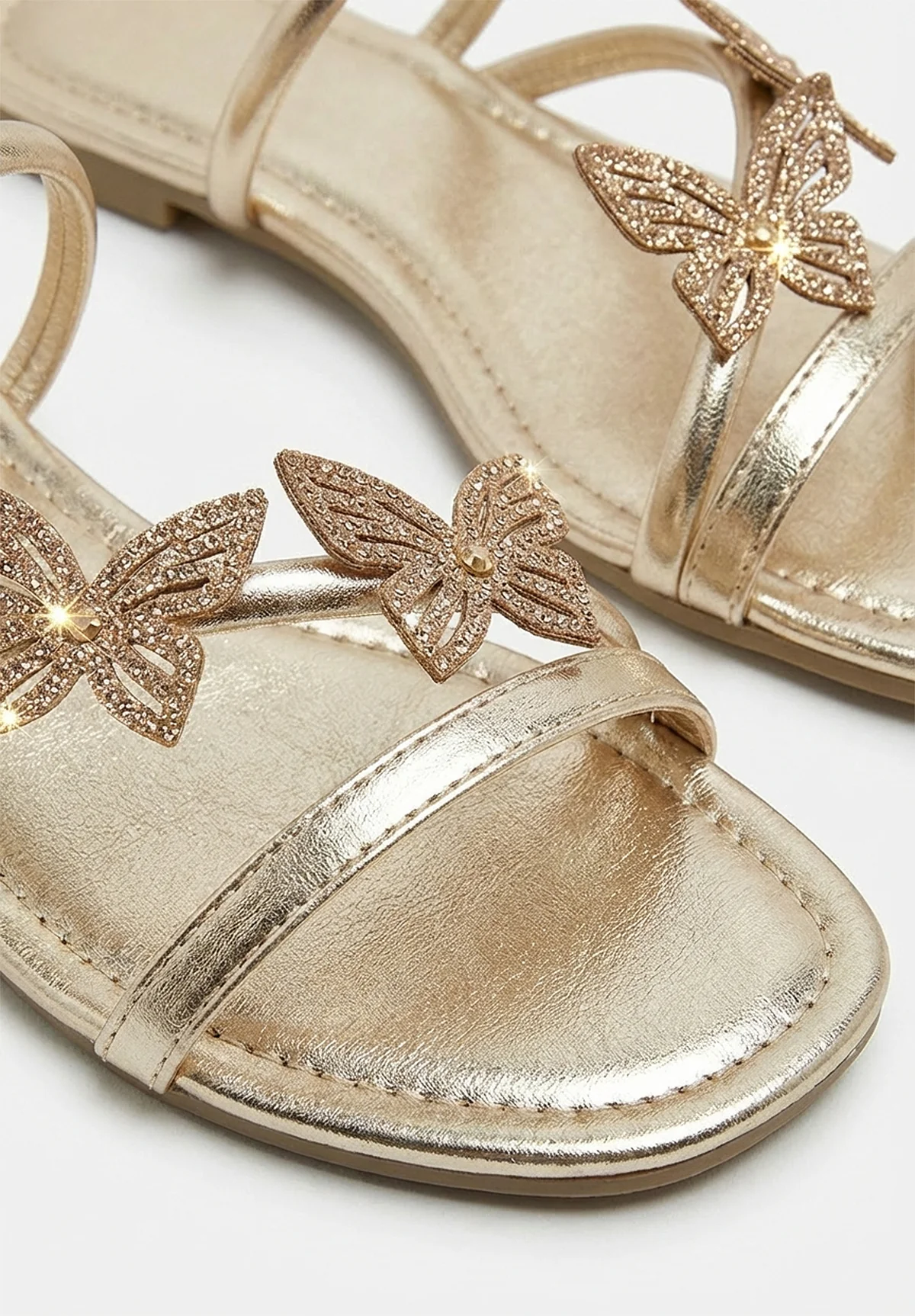 Butterfly Dreaming Gold Strappy Sandals - Image 4