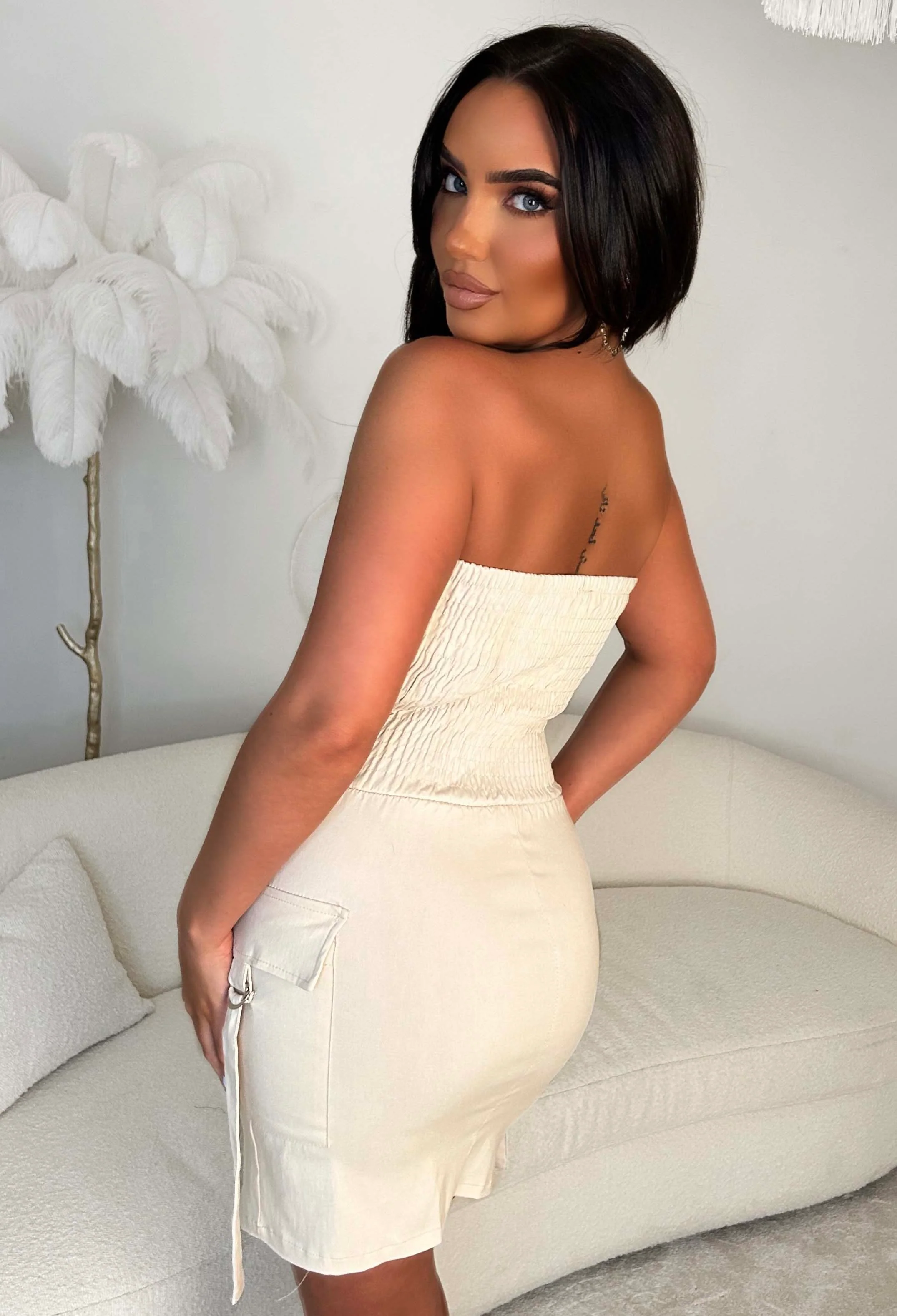 Cargo Cutie Nude Stretch Cargo Mini Dress - Image 2