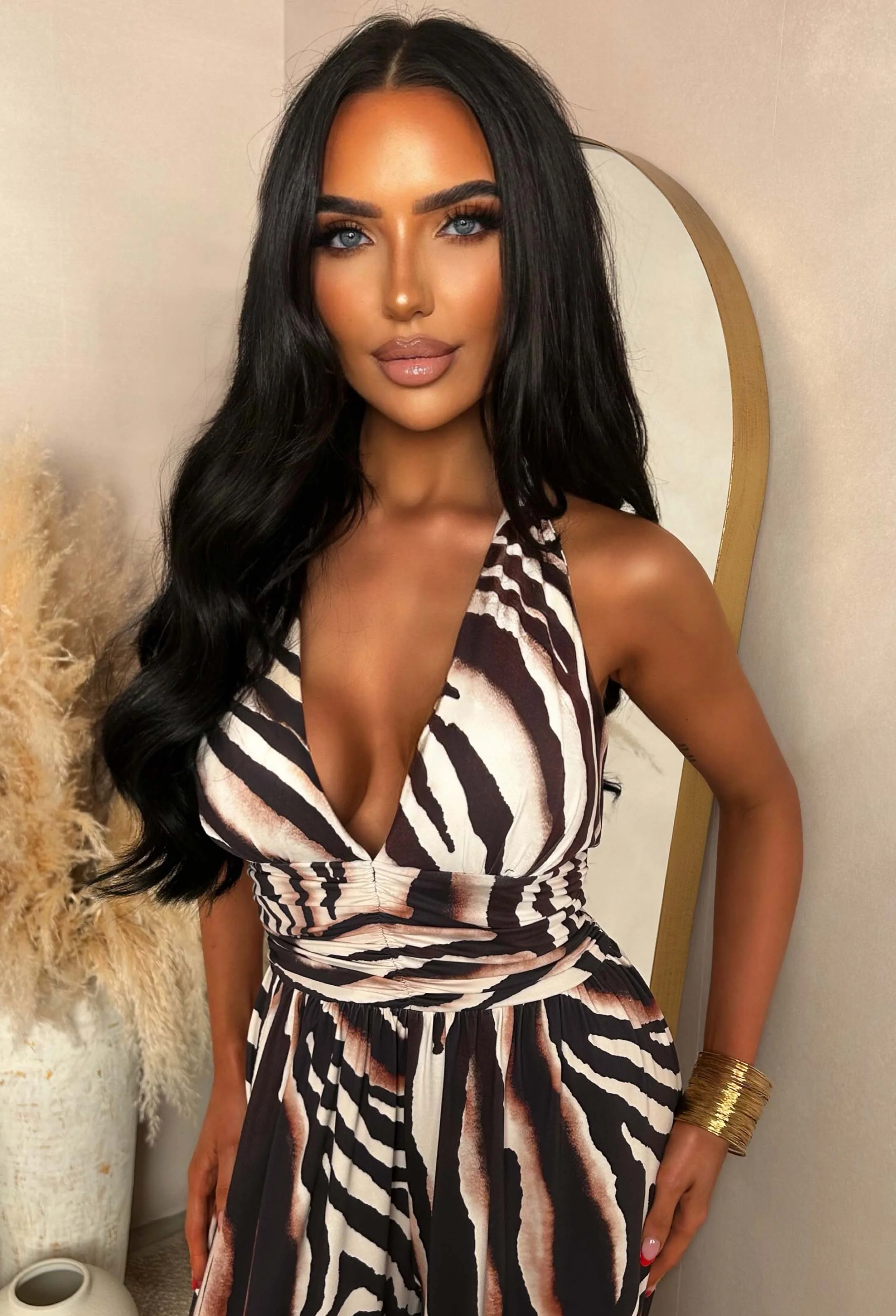 Catwalk Energy Brown Animal Print Halter Jumpsuit - Image 6