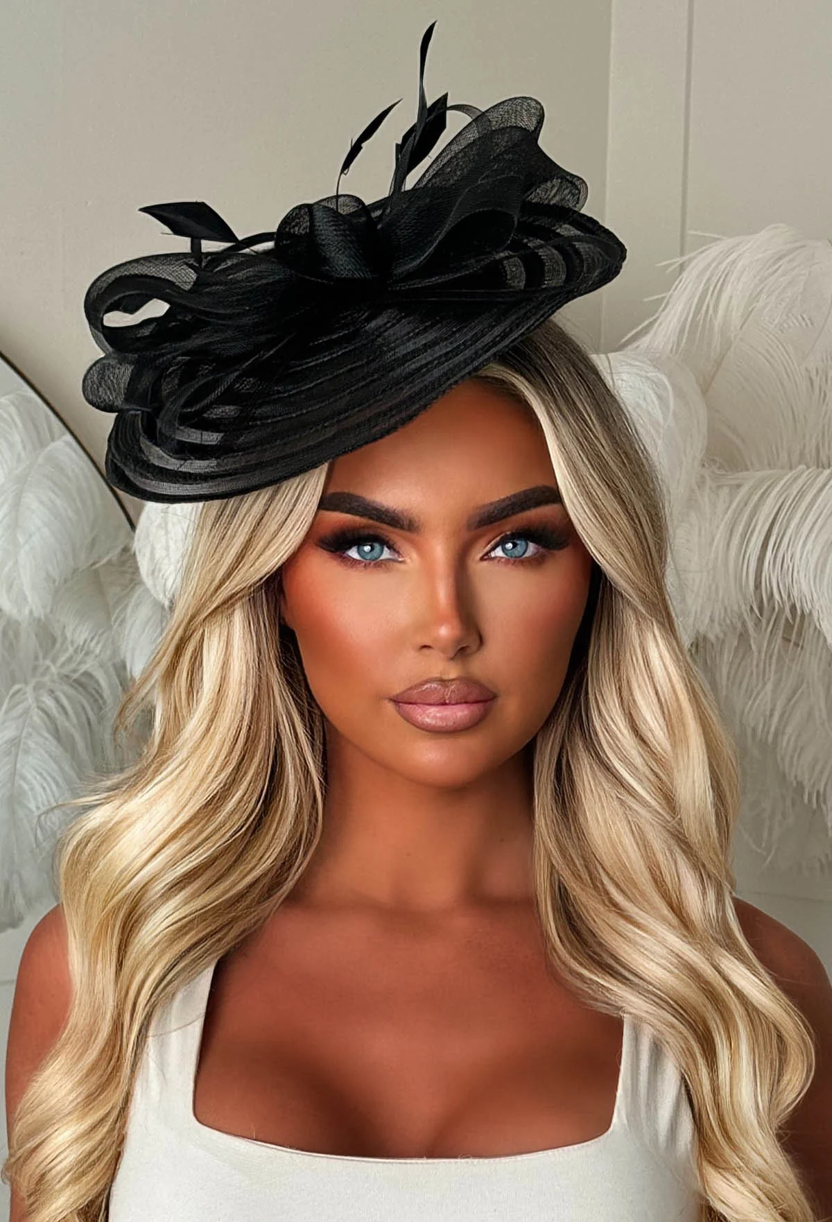 Celestial Chic Black Mesh Fascinator - Image 2