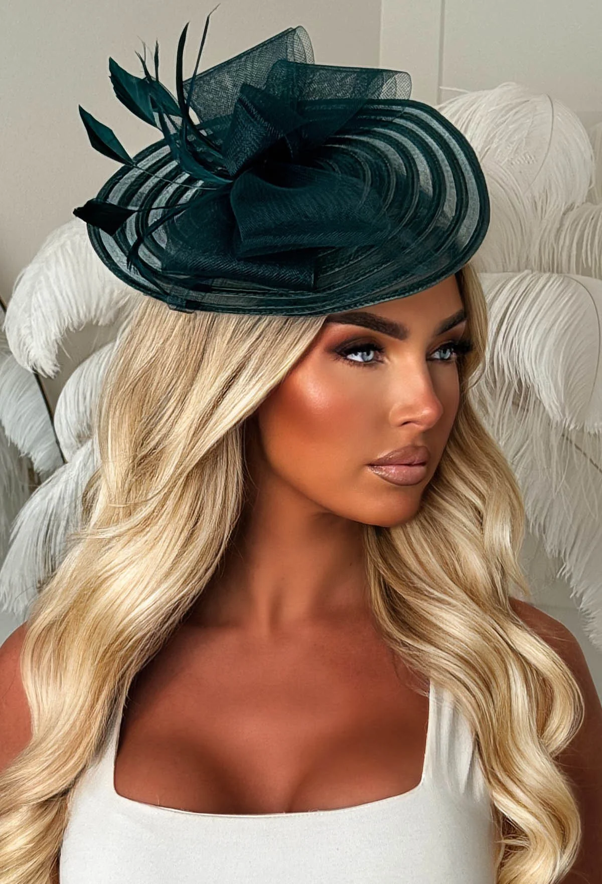 Celestial Chic Green Mesh Fascinator - Image 2