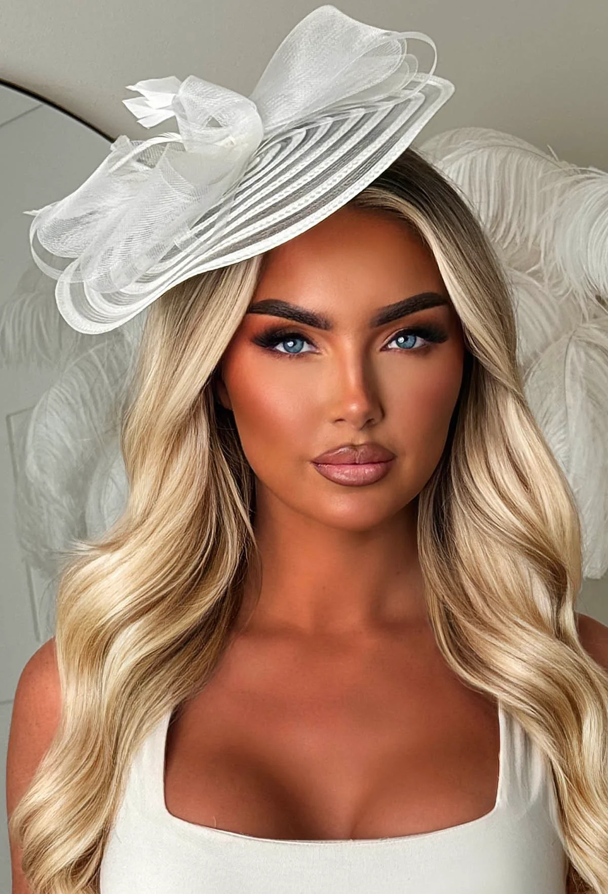 Celestial Chic White Mesh Fascinator - Image 2