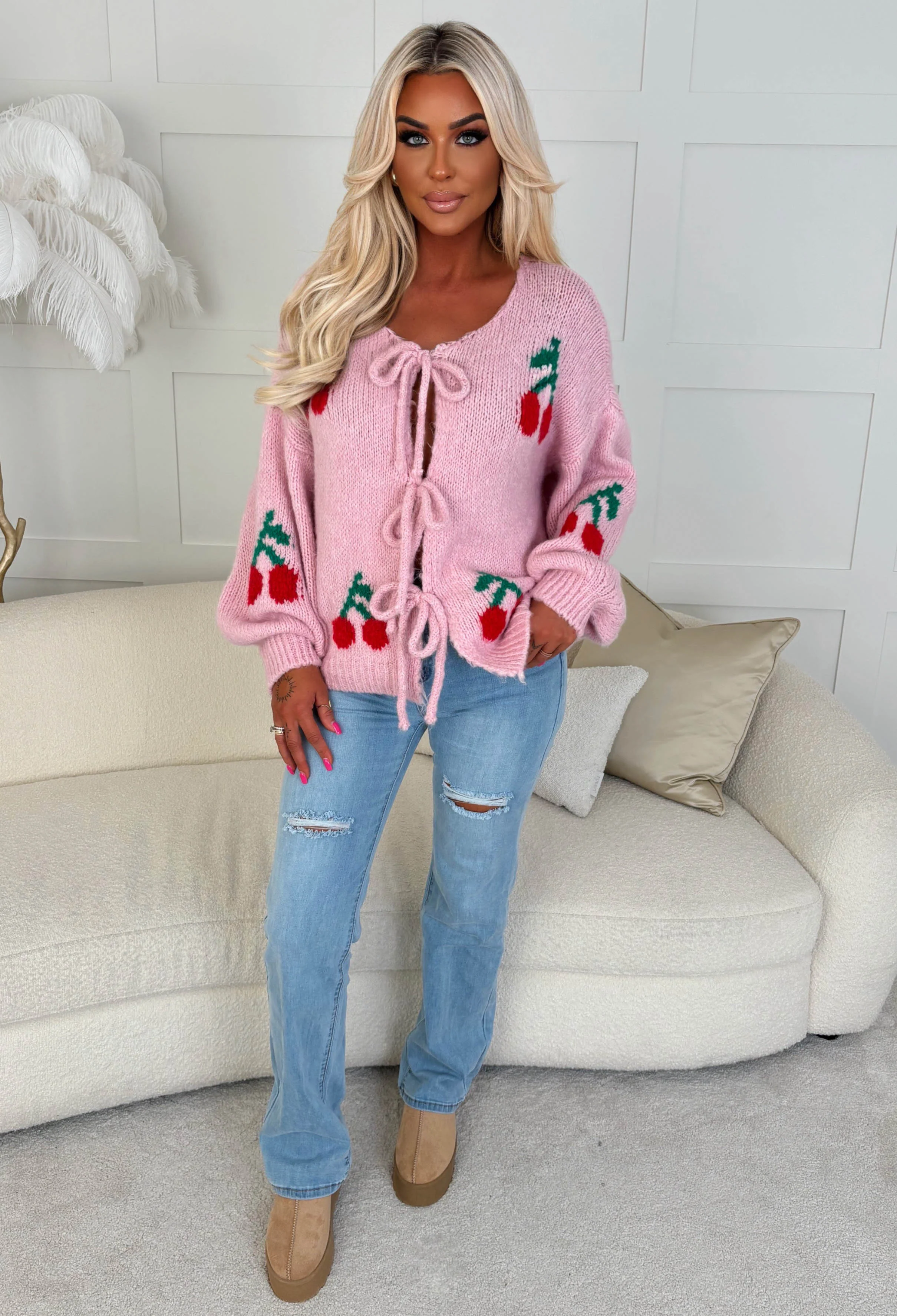 Cherry Flare Pink Cherry Tie Knot Jumper - Image 3
