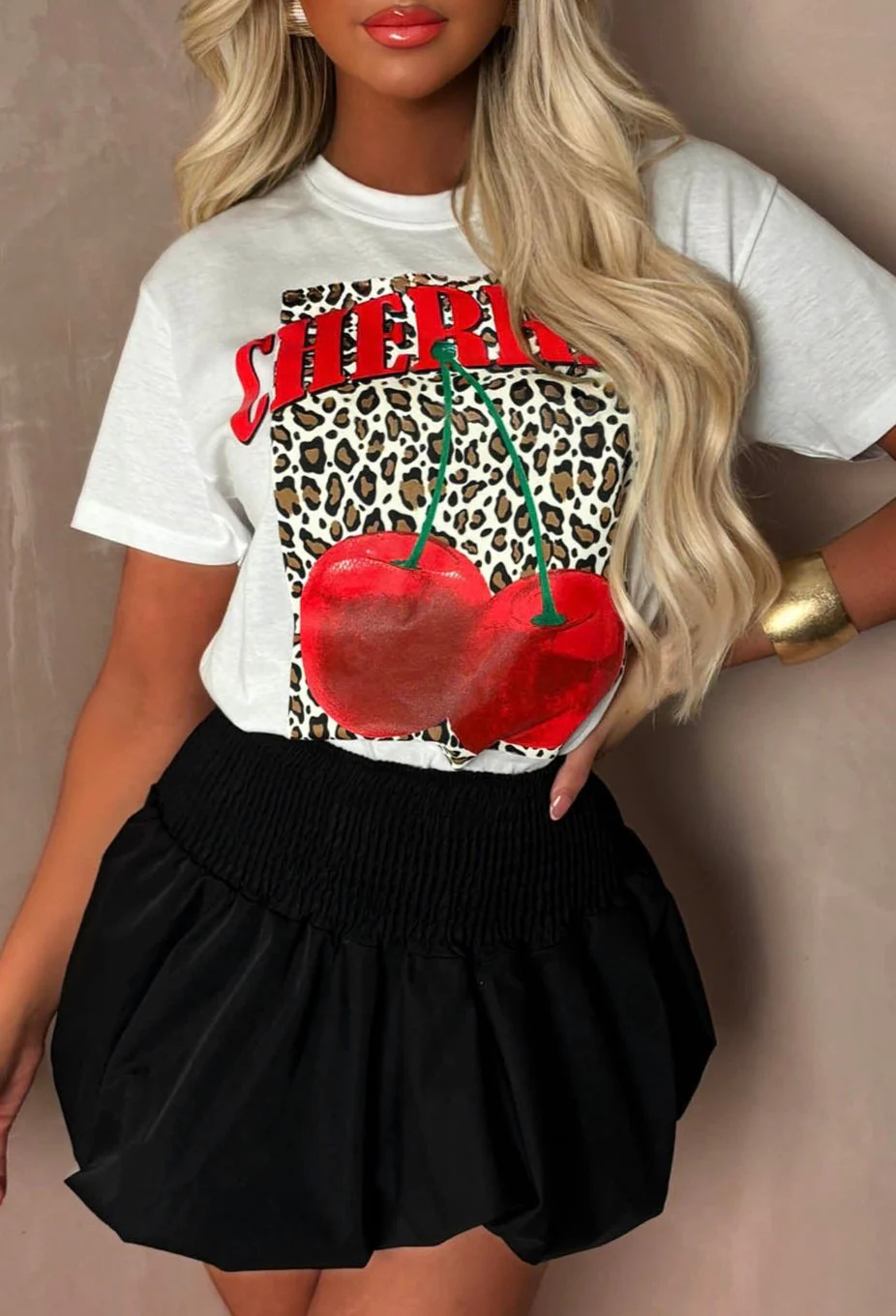 Chic & Fancy Black Puff Ball Stretch Skirt - Image 4