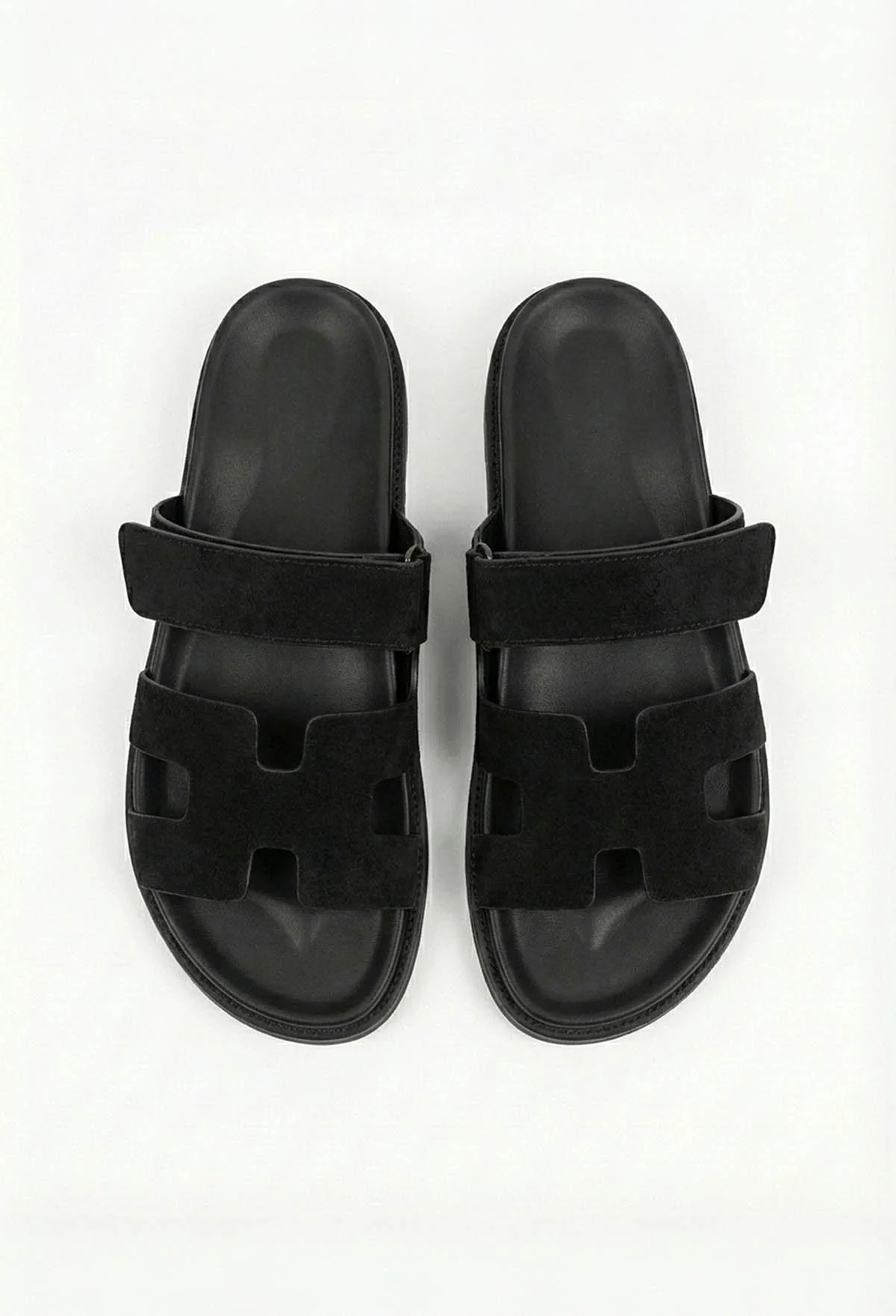 Chic In Summer Black Strap Faux Suede Sandals - Image 4