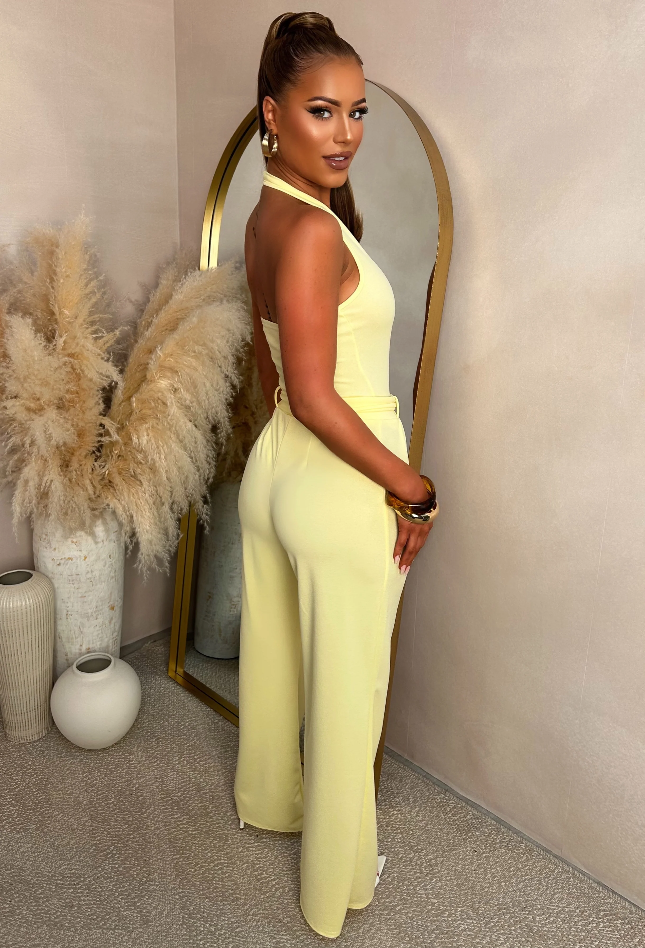 Chic On The Daily Lemon Halterneck Bodysuit & Trouser Co-ord Set - Image 4