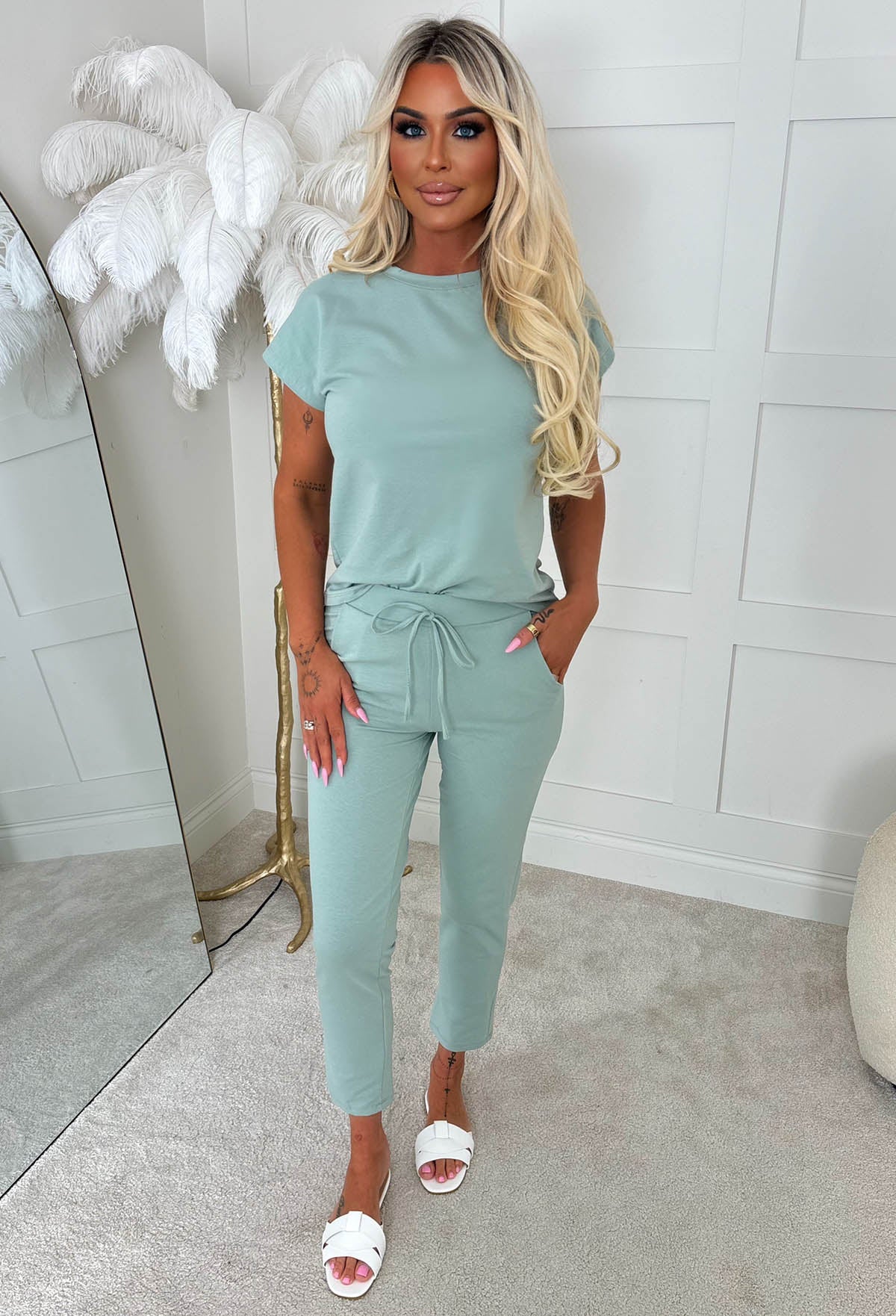 Chilled Girl Green Top & Jogger Loungewear Set - Image 4