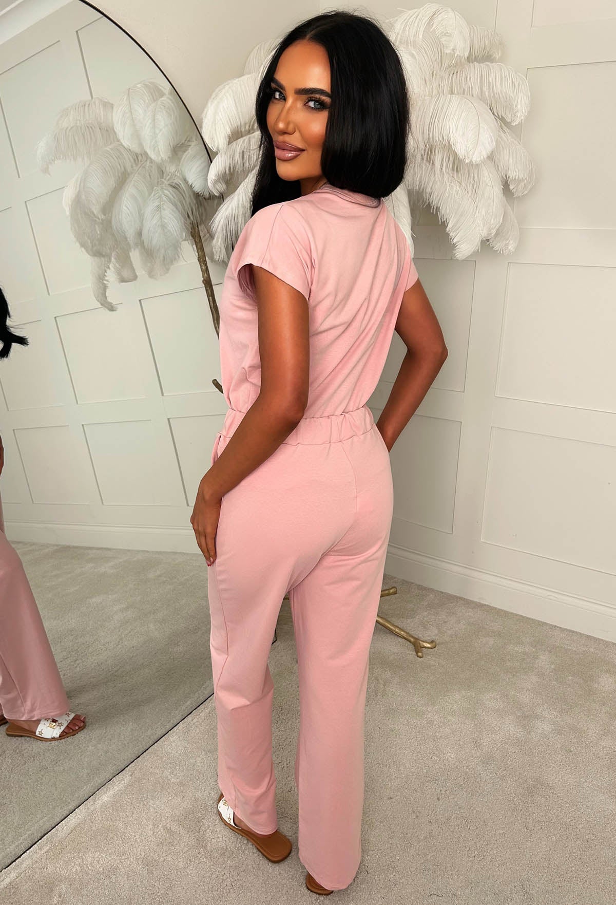 Chilled Icon Pink Top & Straight Leg Jogger Loungewear Set - Image 2