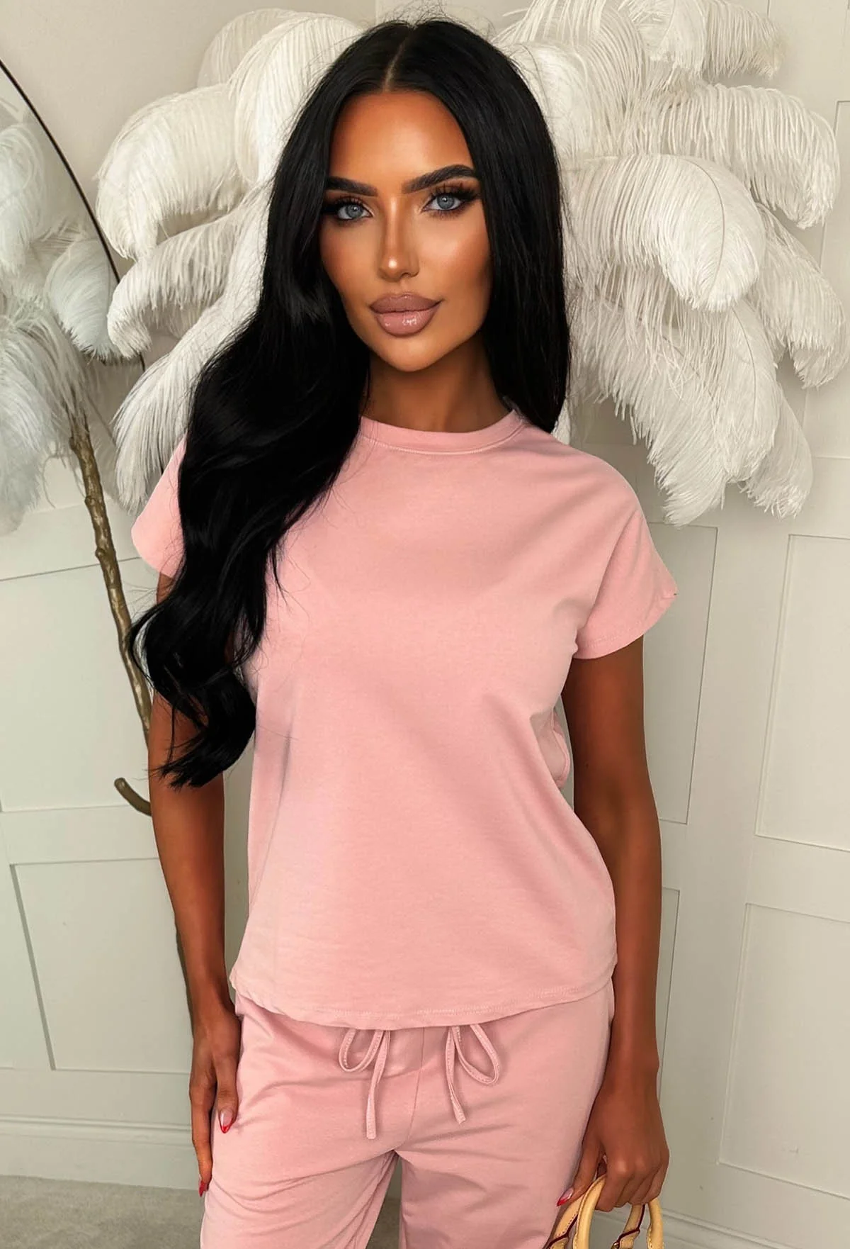Chilled Icon Pink Top & Straight Leg Jogger Loungewear Set - Image 3